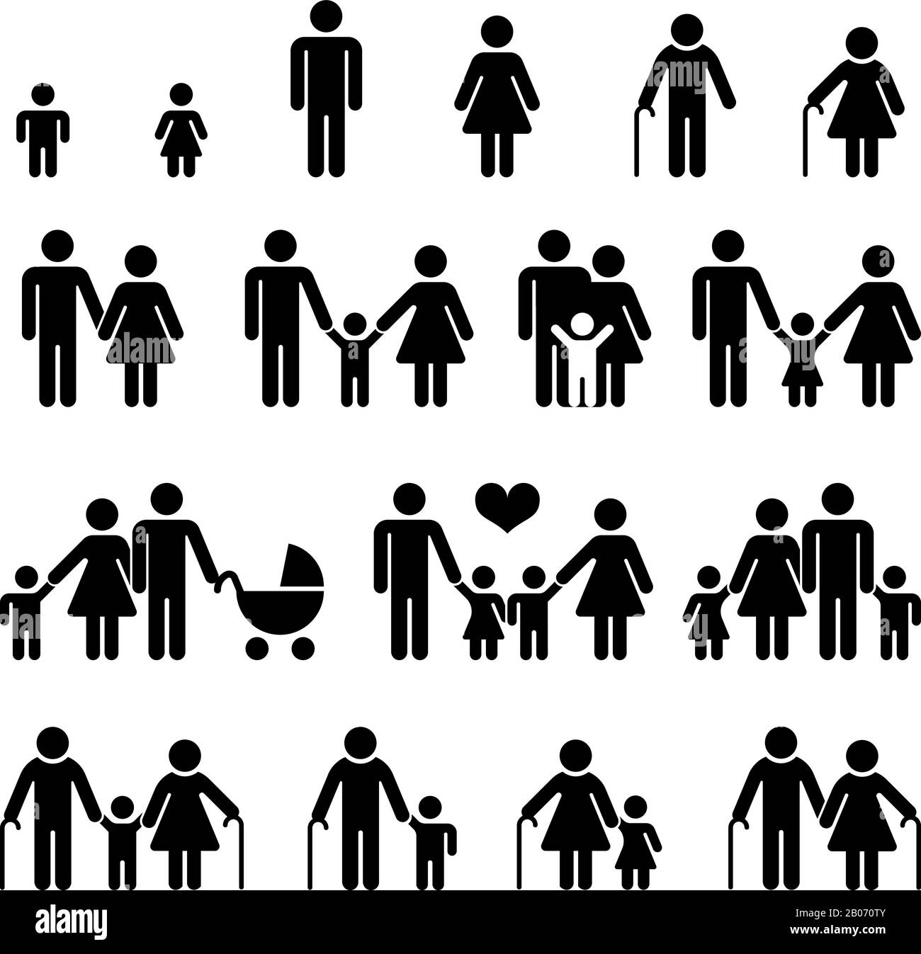Family and people vector icons. Father and mother with boy and girl ...