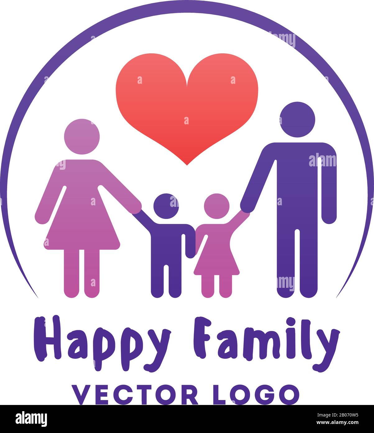 Happy family love vector logo. Mother father with daughter and son ...