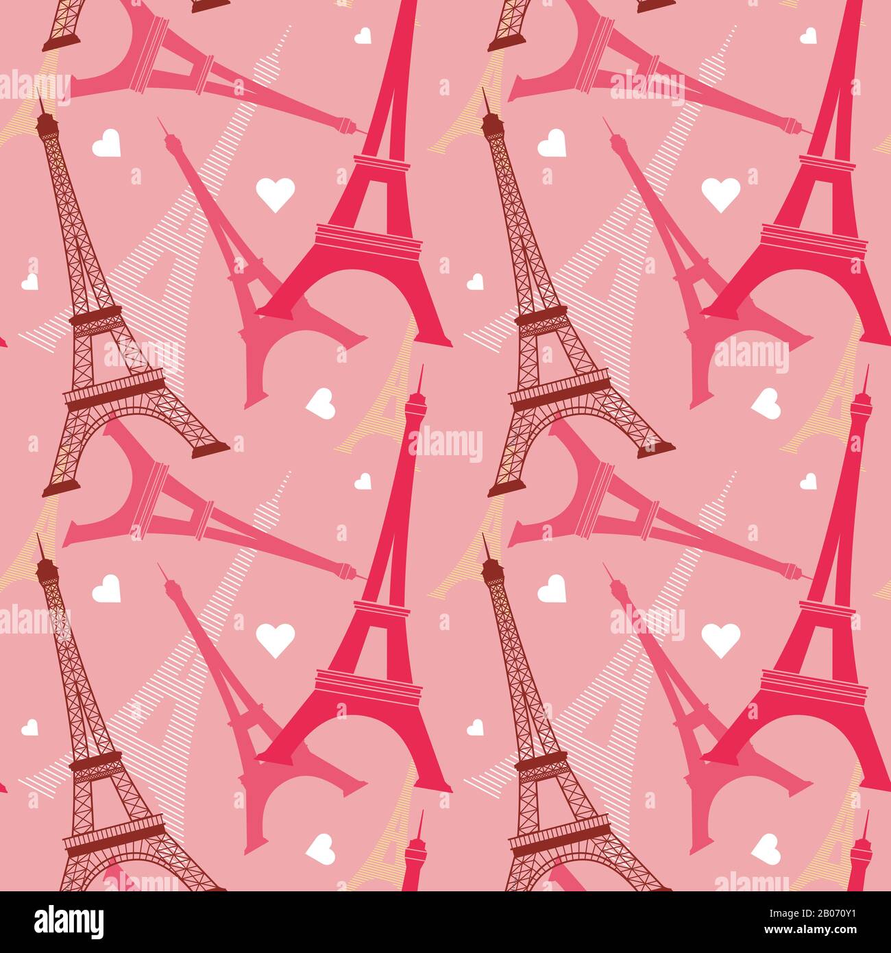 Seamless vector pattern with eiffel tower. Romantic background with ...