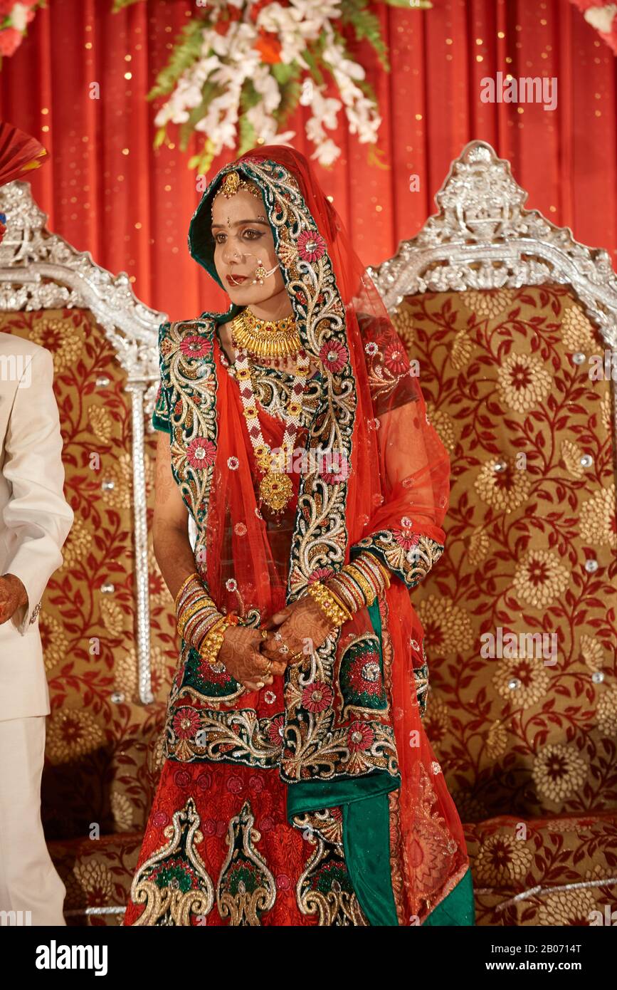 bride on traditional Indian wedding, Jodhpur, Rajasthan, India Stock