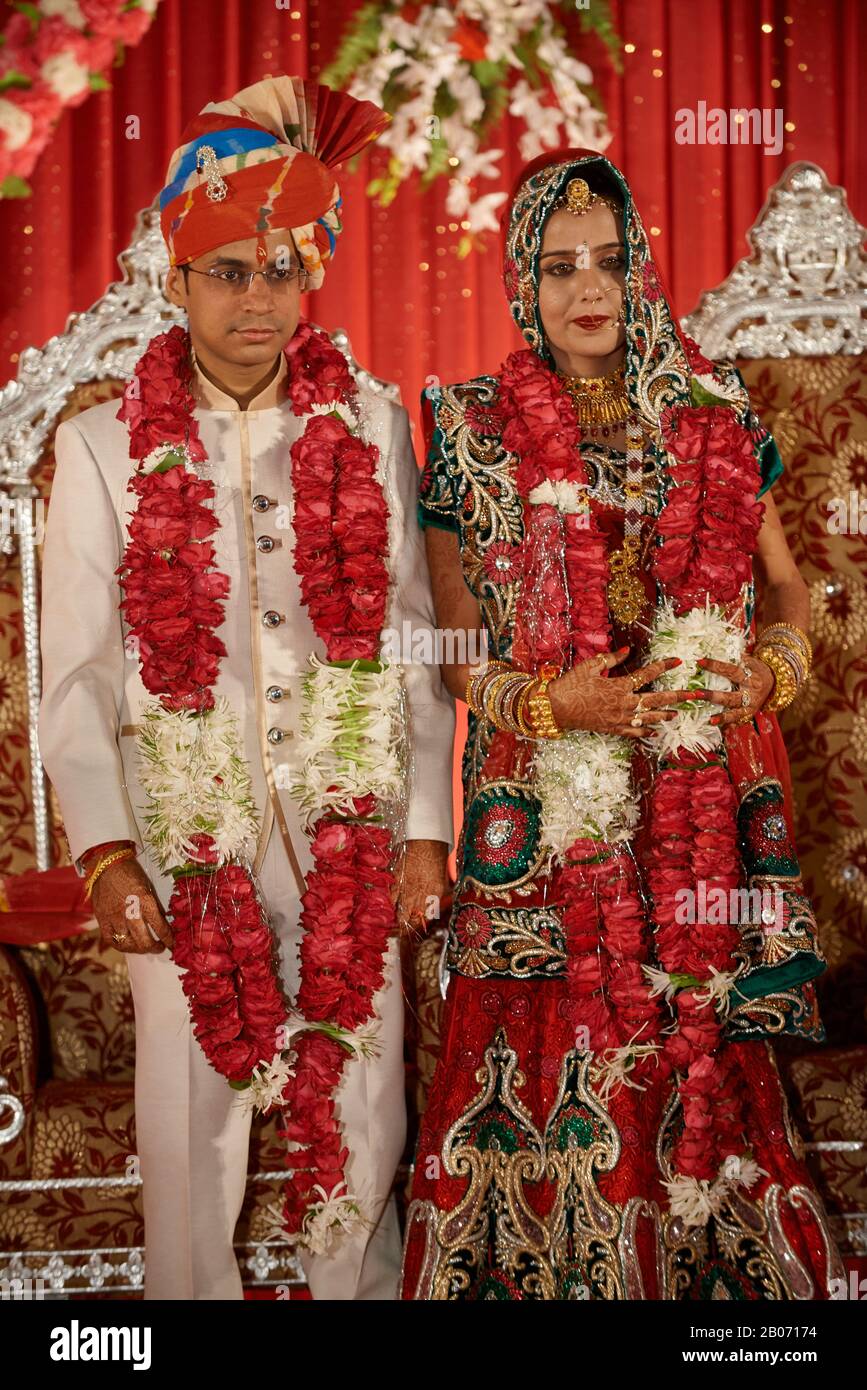 bridal couple on traditional Indian wedding, Jodhpur, Rajasthan ...