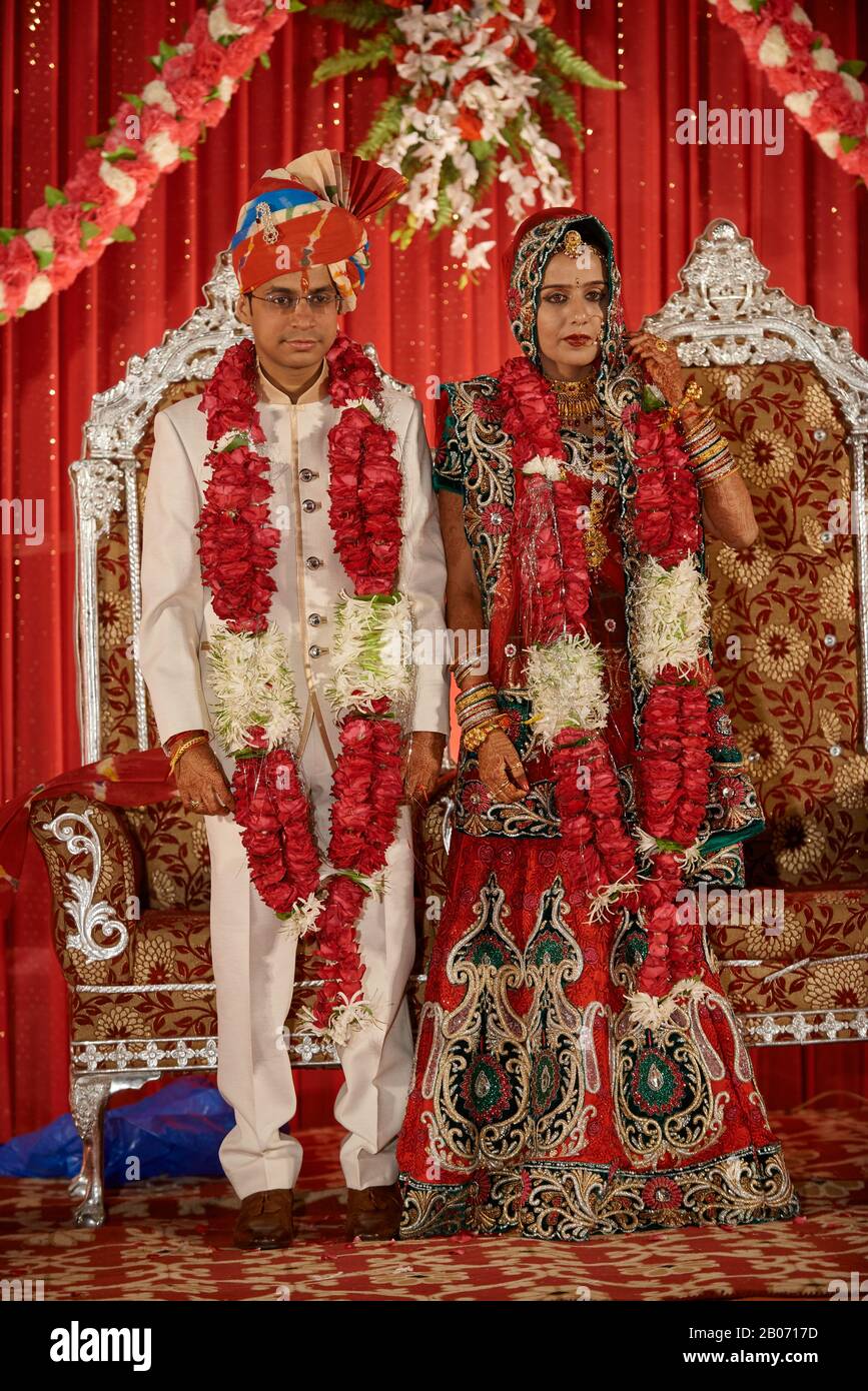 bridal couple on traditional Indian wedding, Jodhpur, Rajasthan ...