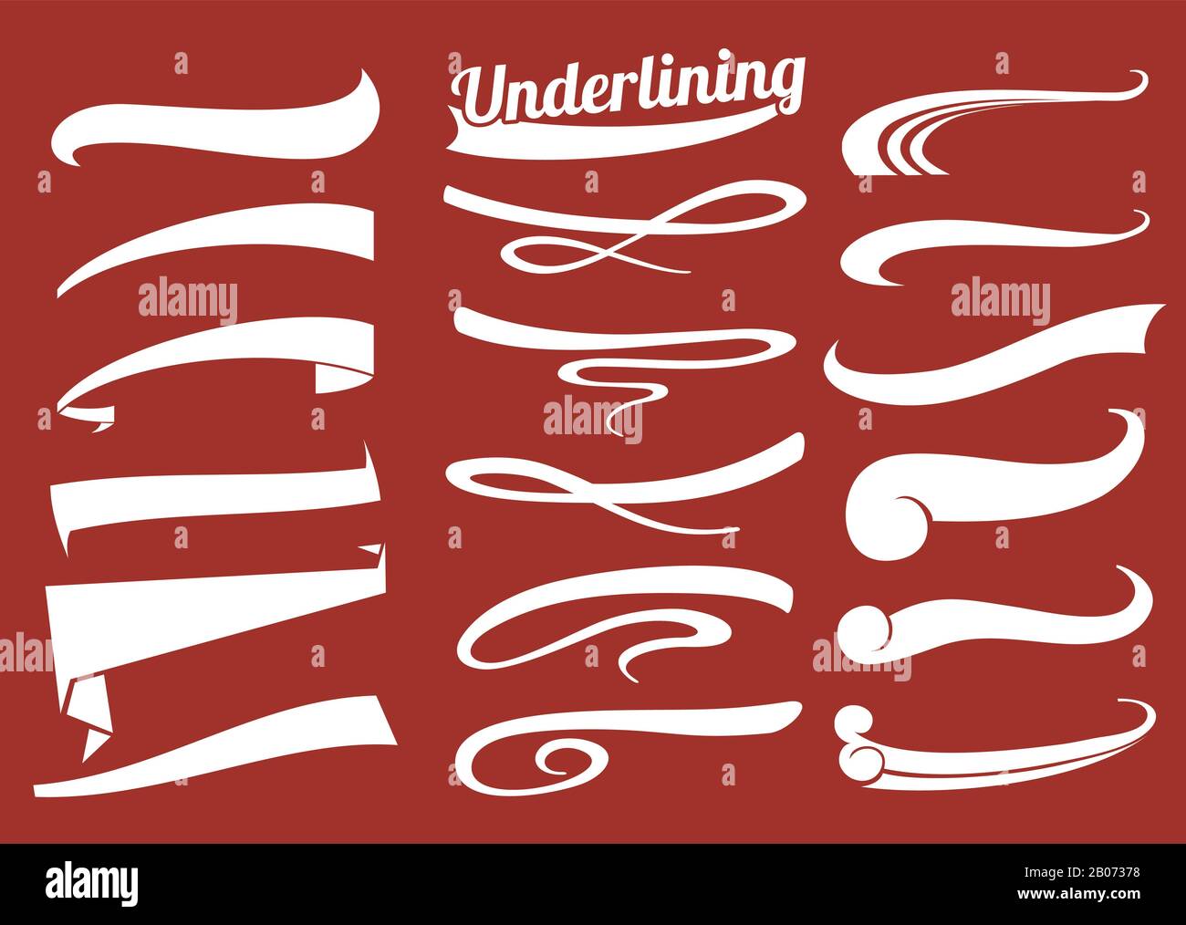 Hand lettering underlines baseball tee vector set. Stroke marker