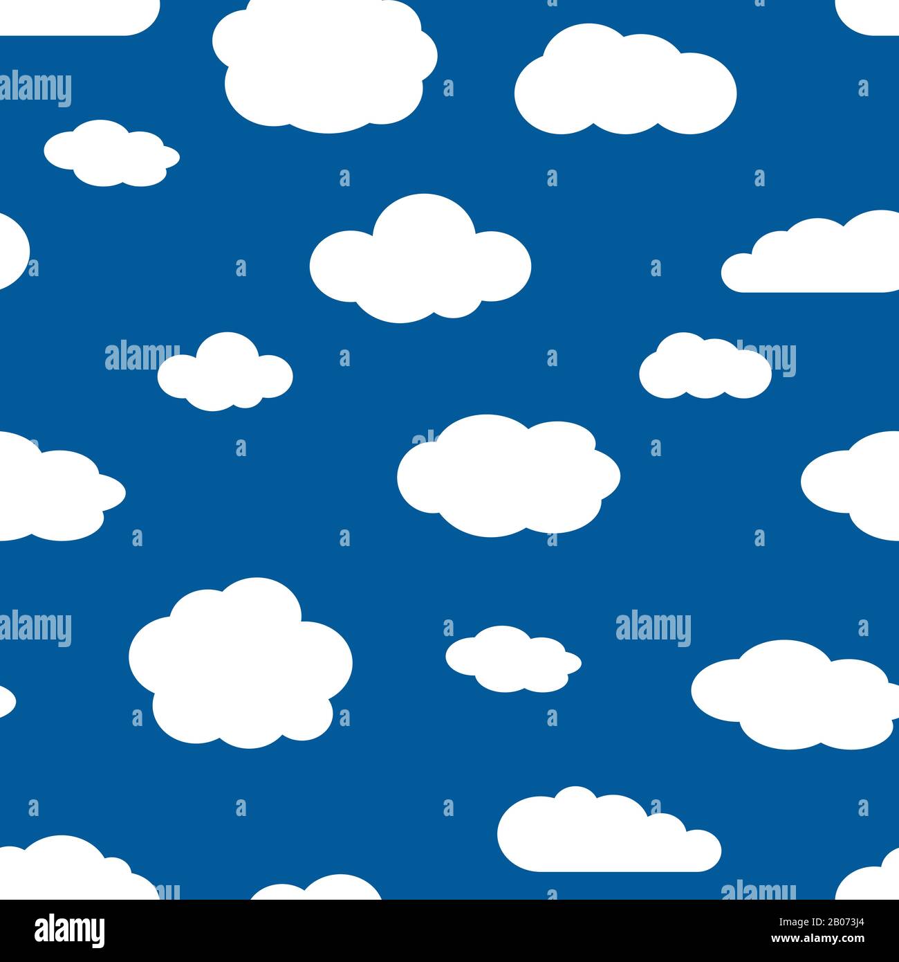 Blue sky and white clouds seamless pattern. Background of cloudy weather. Vector illustration Stock Vector