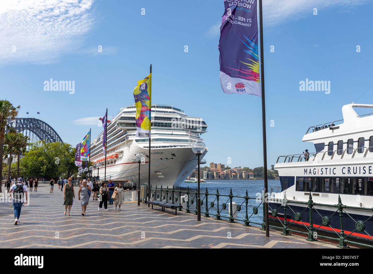 Sydney Harbour Carnival Splendor Cruise Ship And Captain Cook Cruises Boat In Front Of Sydney Opera House Australia Stock Photo Alamy