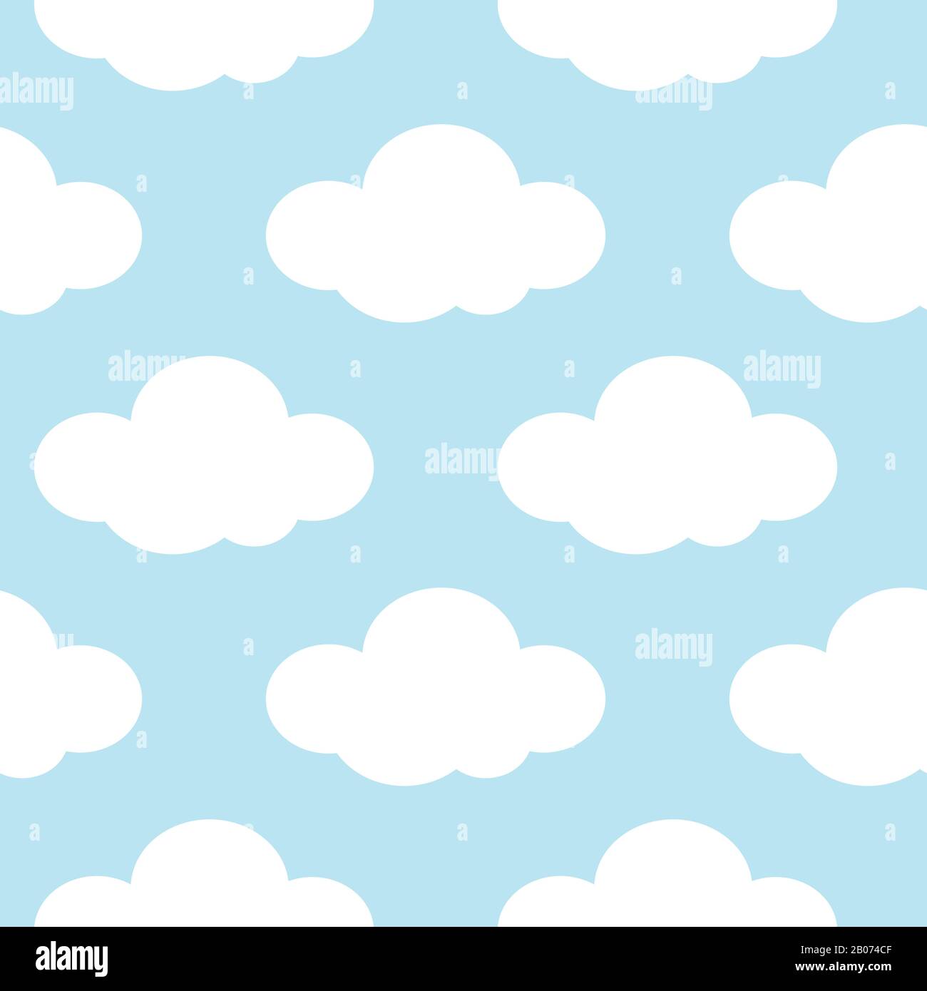 Light blue sky with white clouds seamless background. Vector illustration Stock Vector