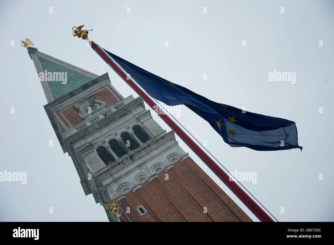 City of Venice, Italy, Europe. Campanile Tower St Marks Square Venice Stock Photo