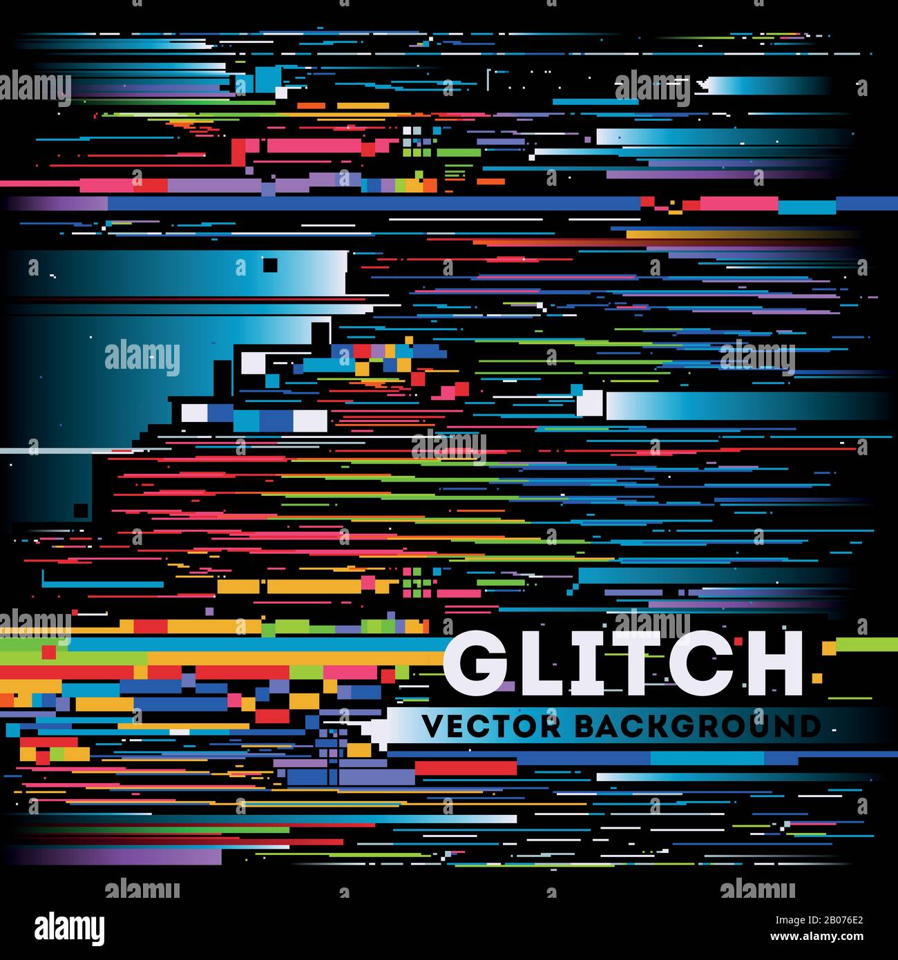 Vector tv glitch digital background. Color abstract backdrop channel damaged illustration Stock Vector