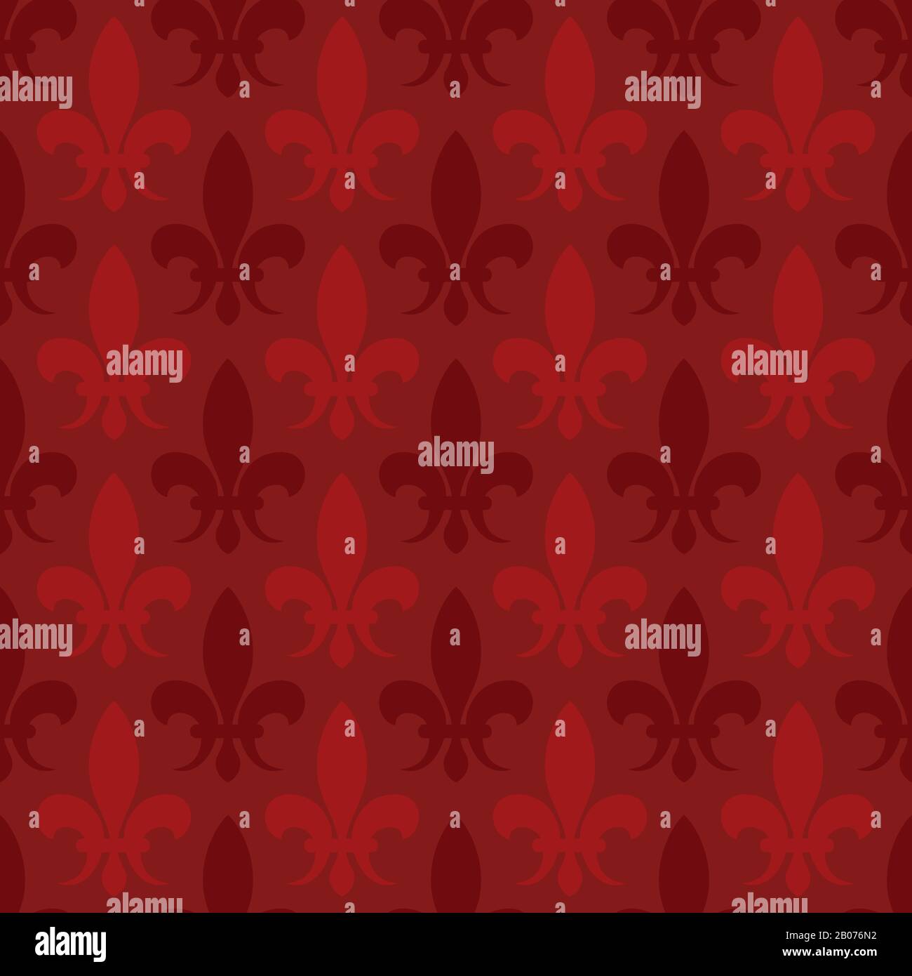 Red vector fleur de lis seamless pattern. Background with lily illustration Stock Vector