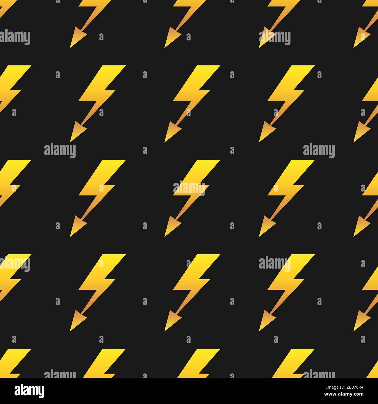 Yellow lightnings black. Vector background seamless pattern ilustration Stock Vector