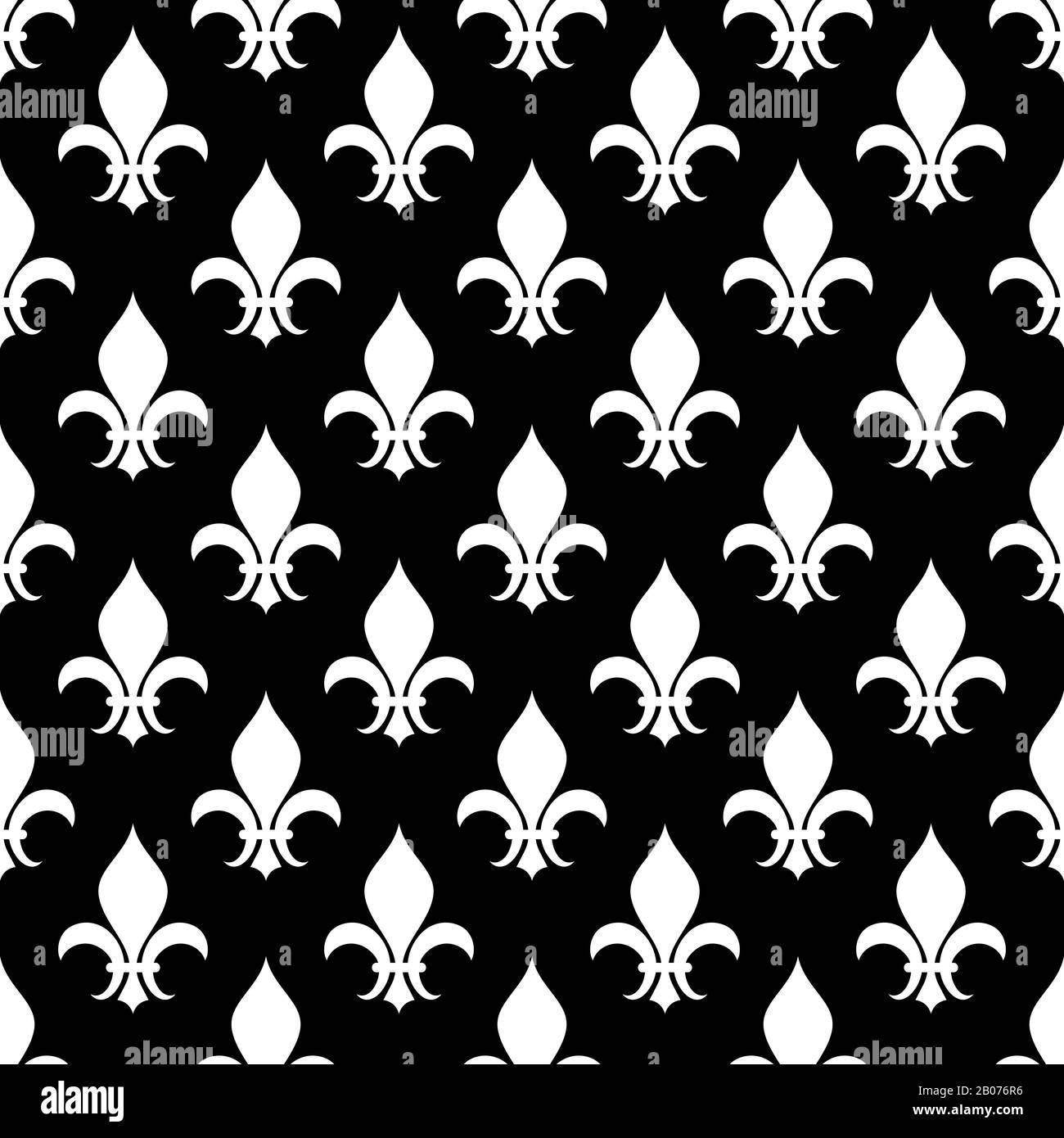 Vector fleur de lis seamless pattern in black and white. Wallpaper design decoration illustration Stock Vector