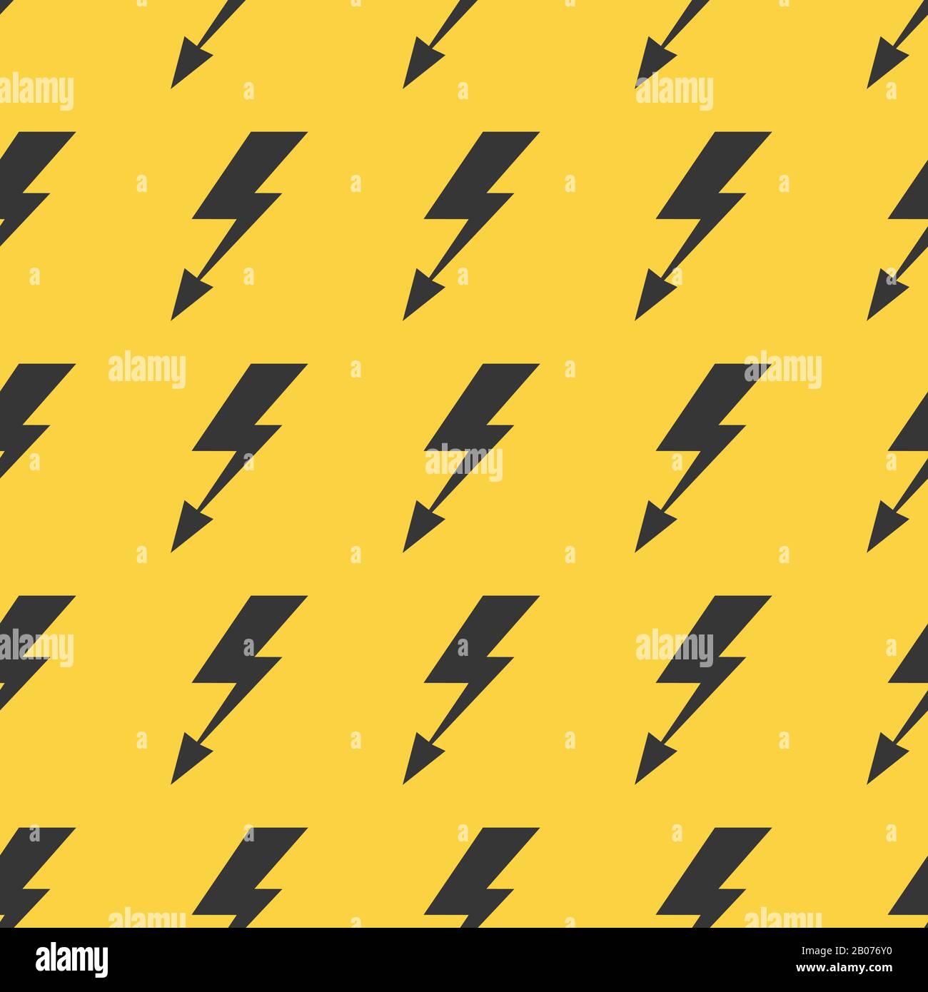 Black yellow lightnings vector pattern seamless background illustration Stock Vector