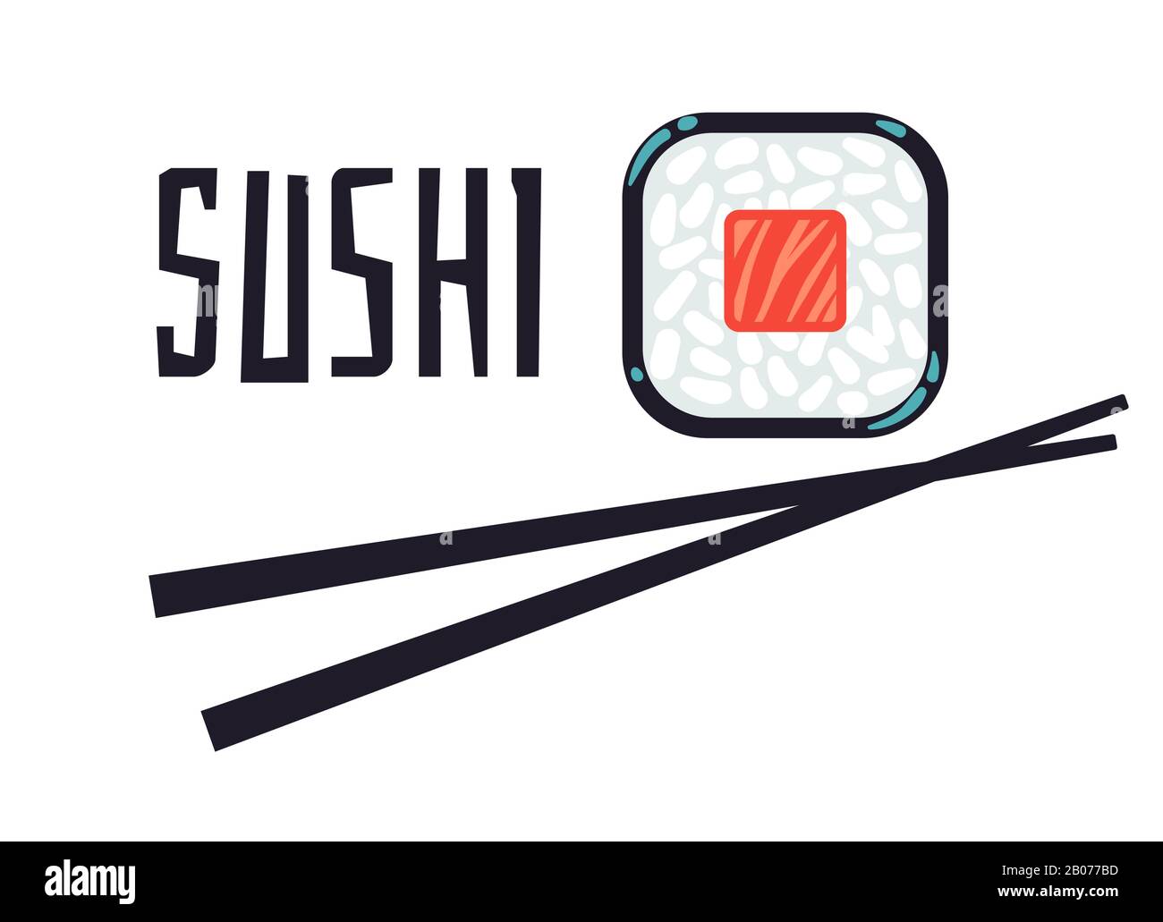 Sushi bar or restaurant logo template. Japanese menu, vector illustration Stock Vector