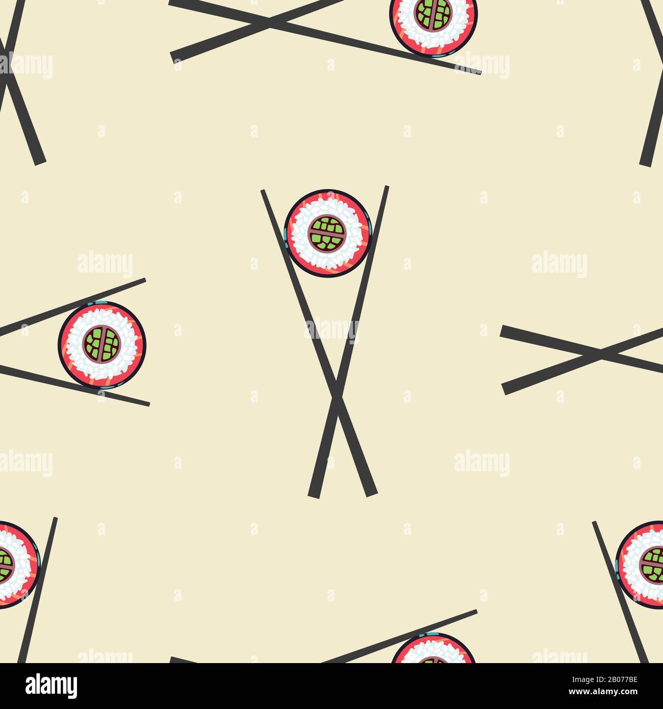 Sushi and chopsticks vector seamless pattern. Background with roll ...