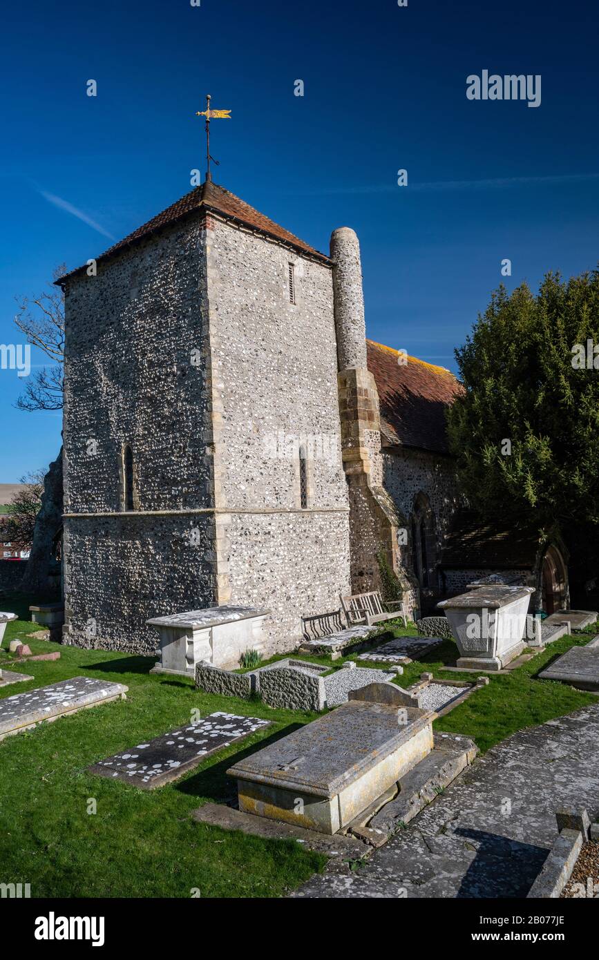 St Wulfran's Church, Ovingdean, near Brighton, East Sussex, UK Stock Photo