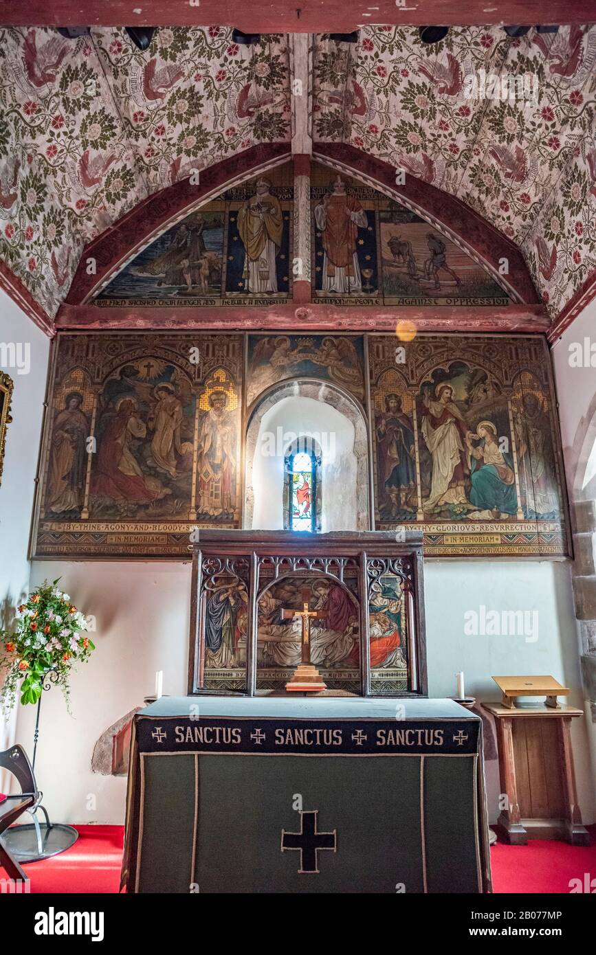The interior of St Wulfran's Church, Ovingdean, near Brighton, East Sussex, UK Stock Photo