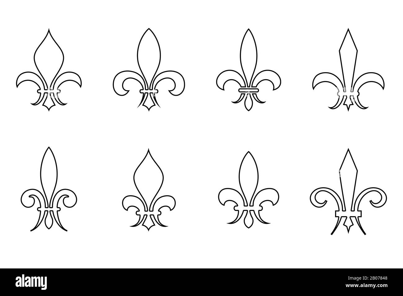 Lily outline illustration vector set. Floral design element in linear style Stock Vector