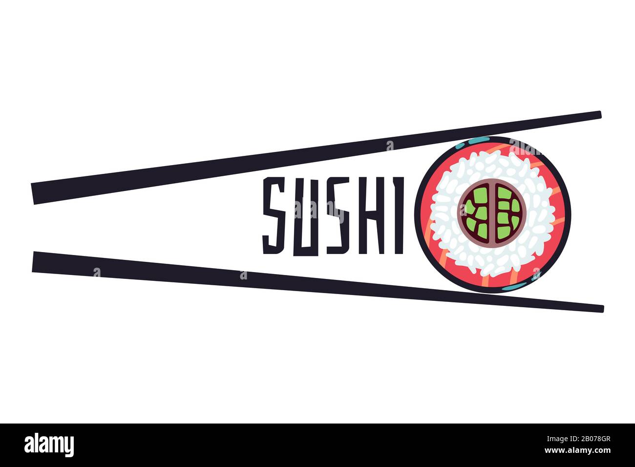 Sushi bar food logo vector template. Fresh roll element illustration Stock Vector