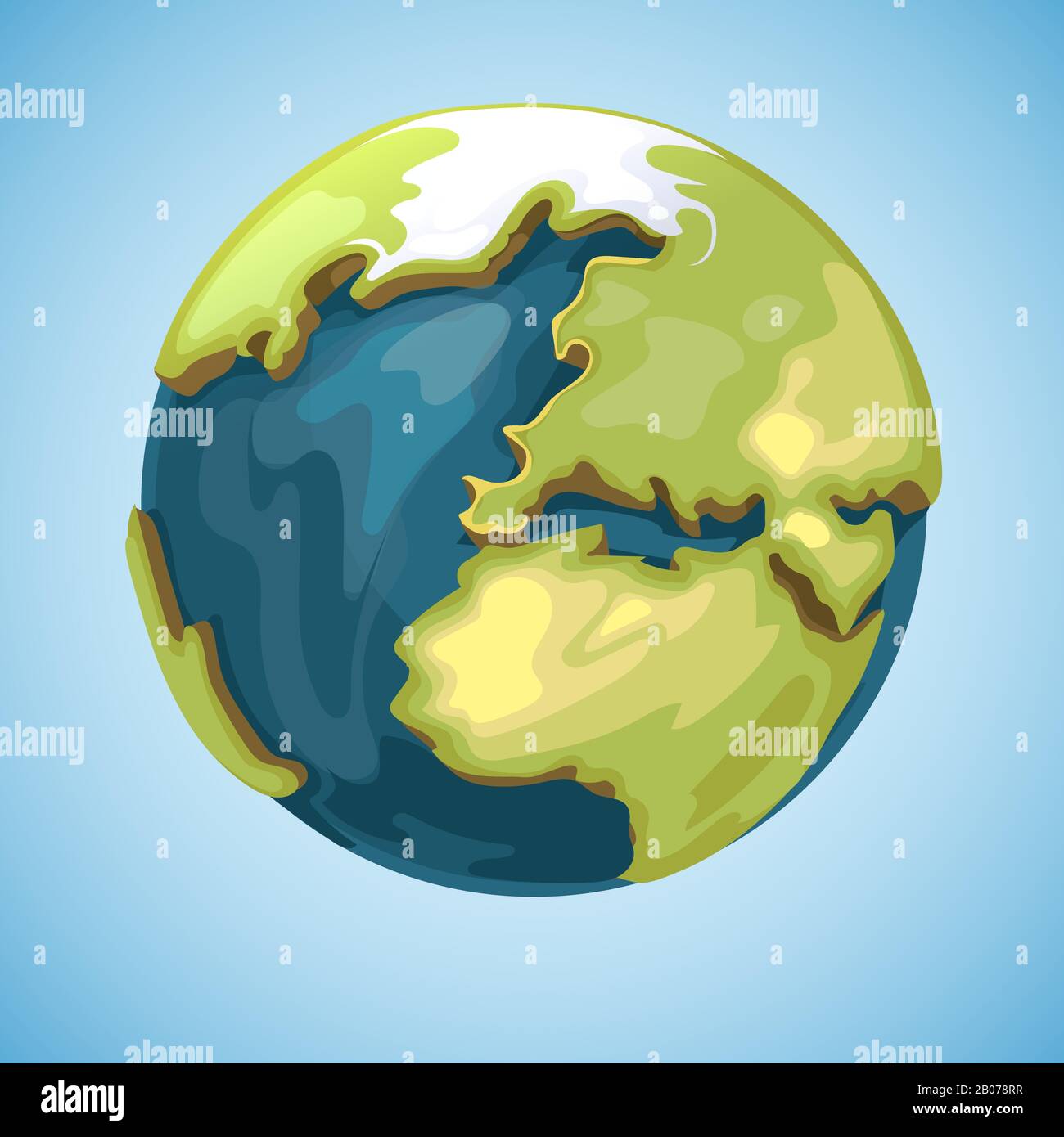 Cartoon earth planet globe vector illustration in cartoon style. Global map geography travel Stock Vector