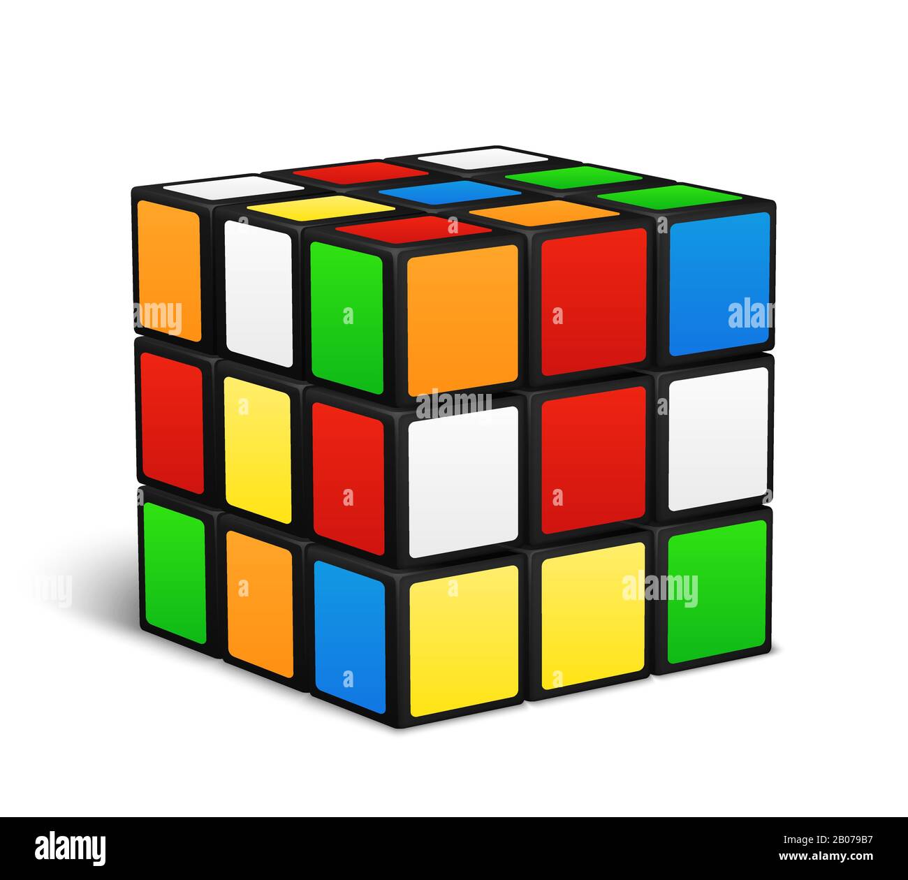 Rubik cube logic game vector illustration. Color blocks toy kids development Stock Vector