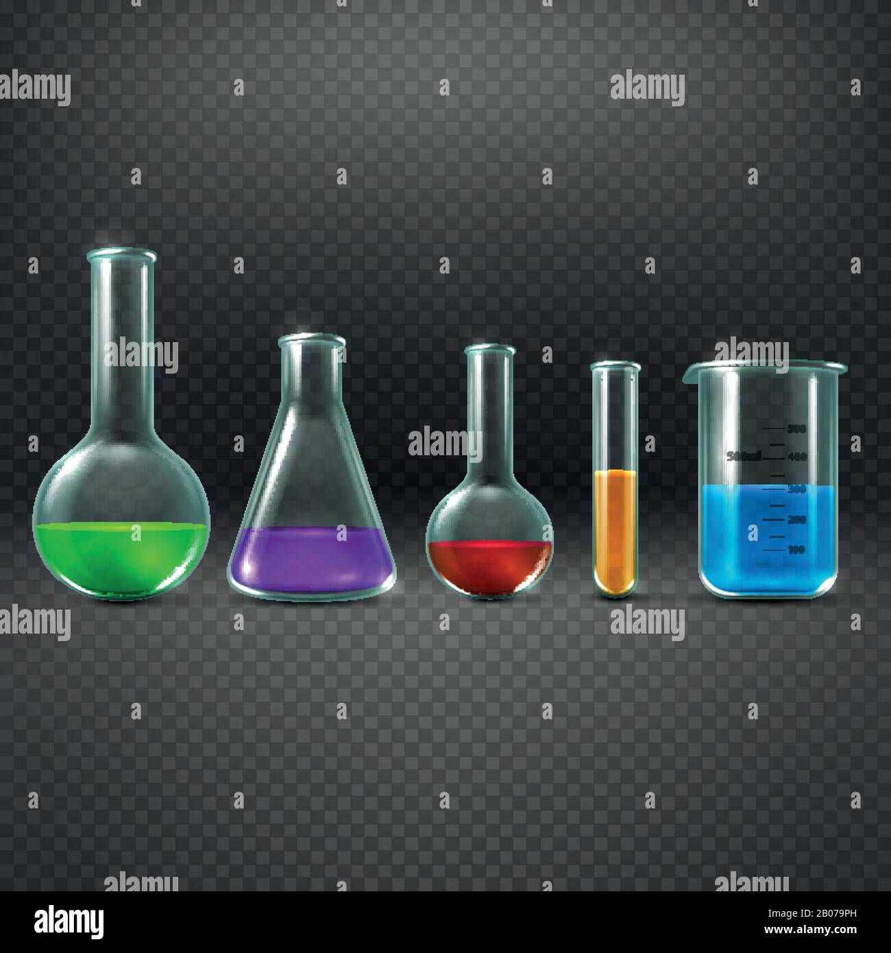 Chemical laboratory with chemicals in test tube equipments vector