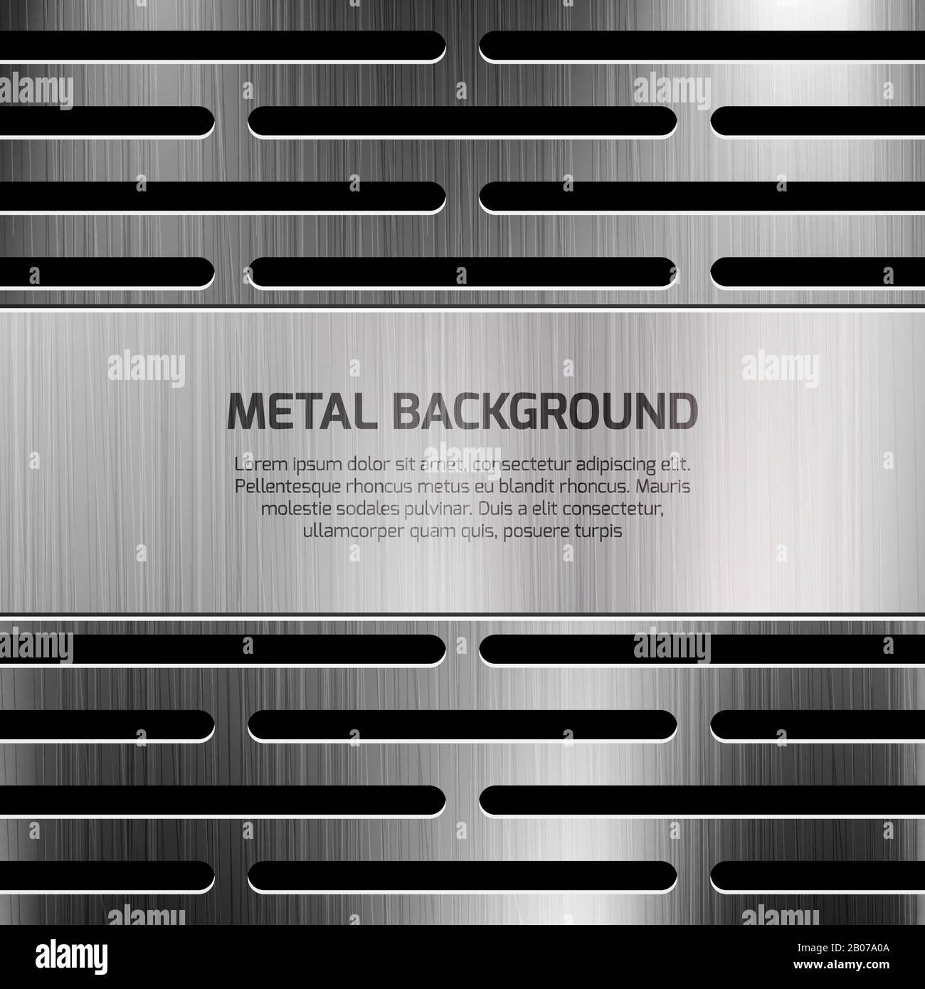 Abstract techno metal vector background. Template of poster with polished surface metallic illustration Stock Vector