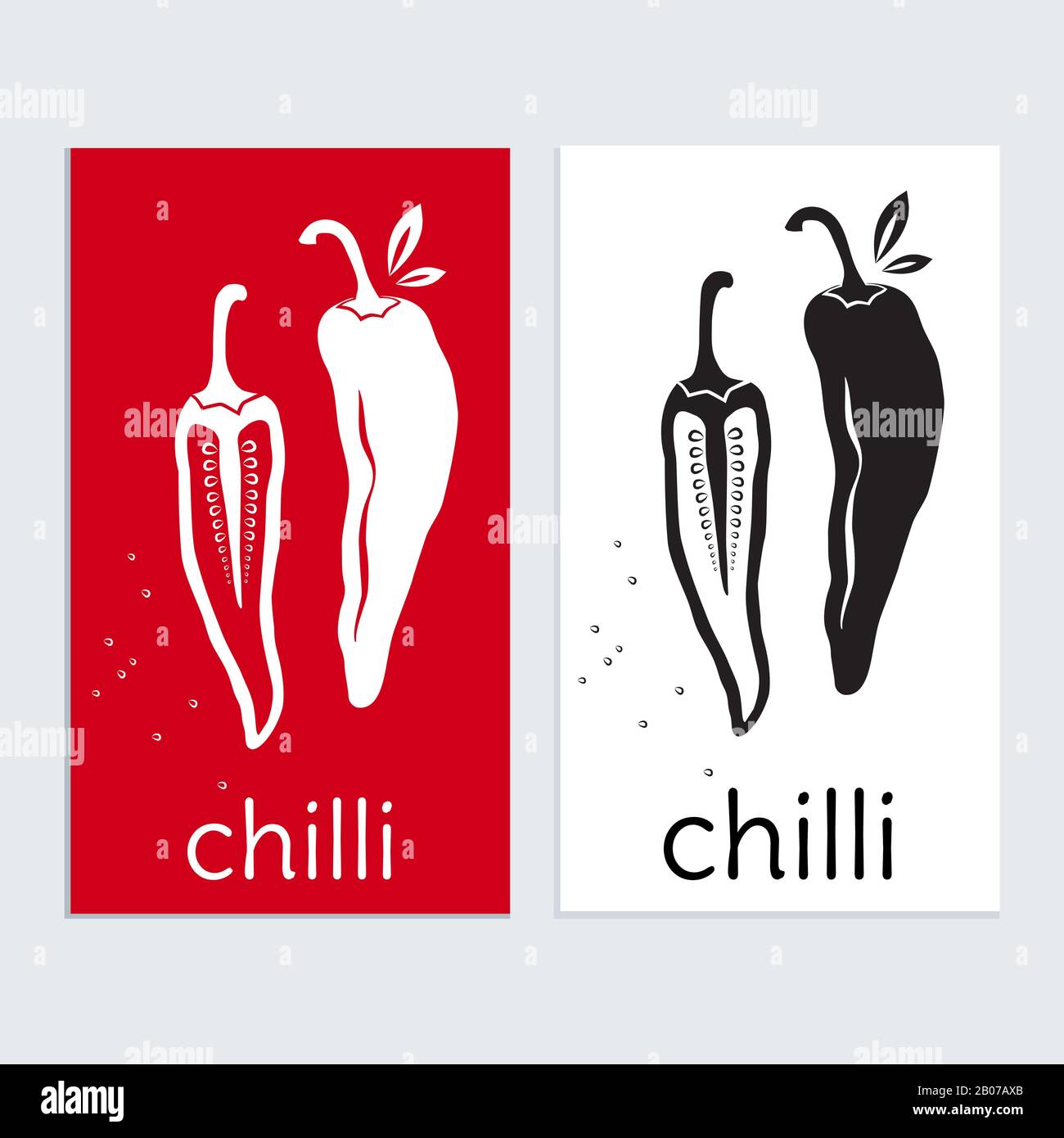Chilli pepper logo food icon. Spicy Restaurant Logo in Black and White Stock Vector