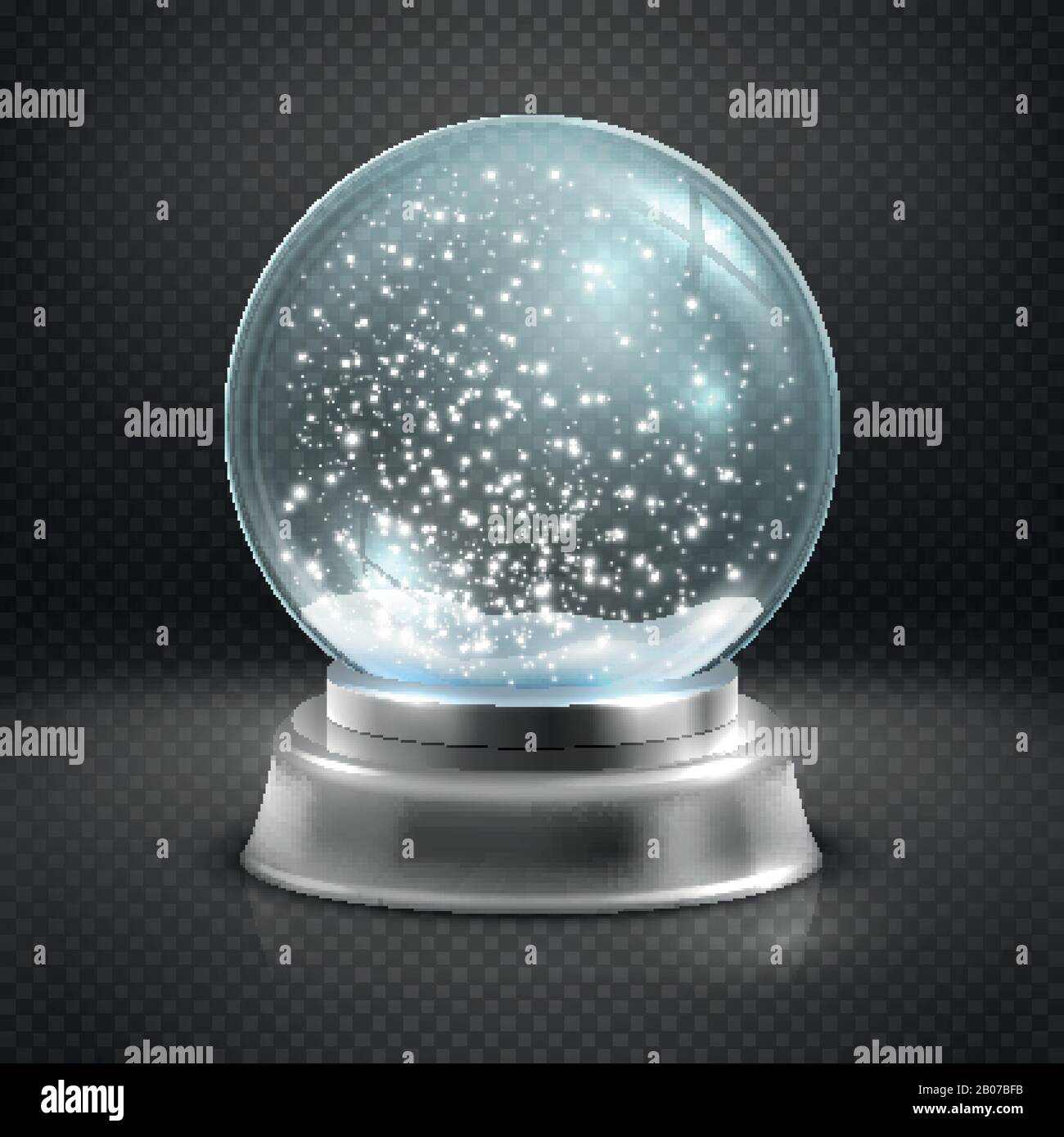 Christmas snow globe isolated on transparent checkered background ...
