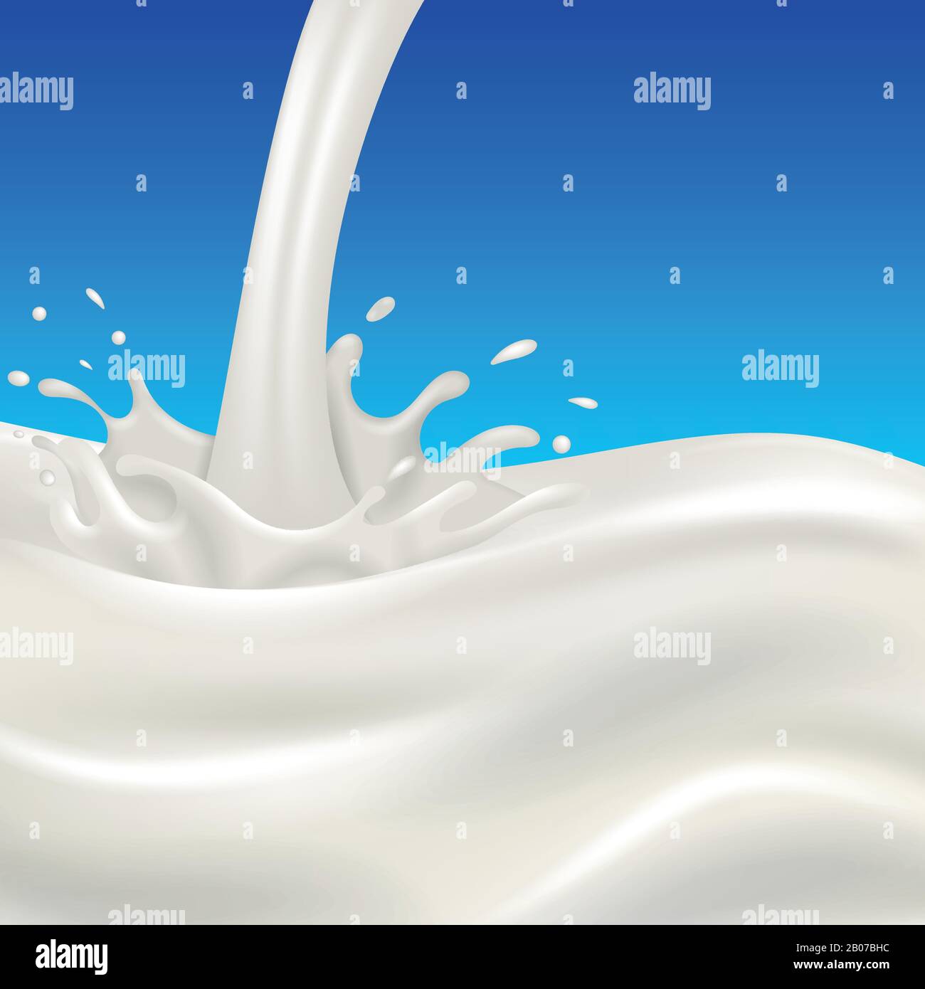 Milk flow and milk splash on blue background. Healthy drink liquid, fresh  cream. Vector illustration Stock Vector Image & Art - Alamy