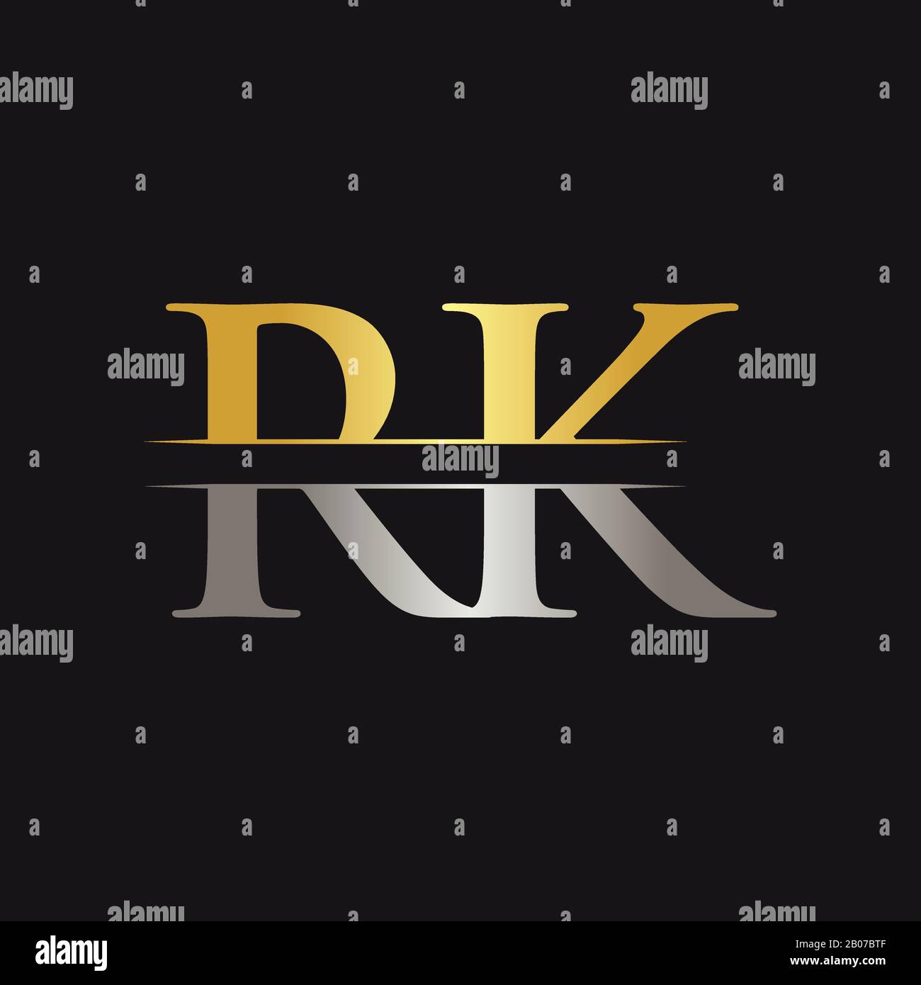 Abstract Letter RK Logo Design Vector Template. Creative Gold and