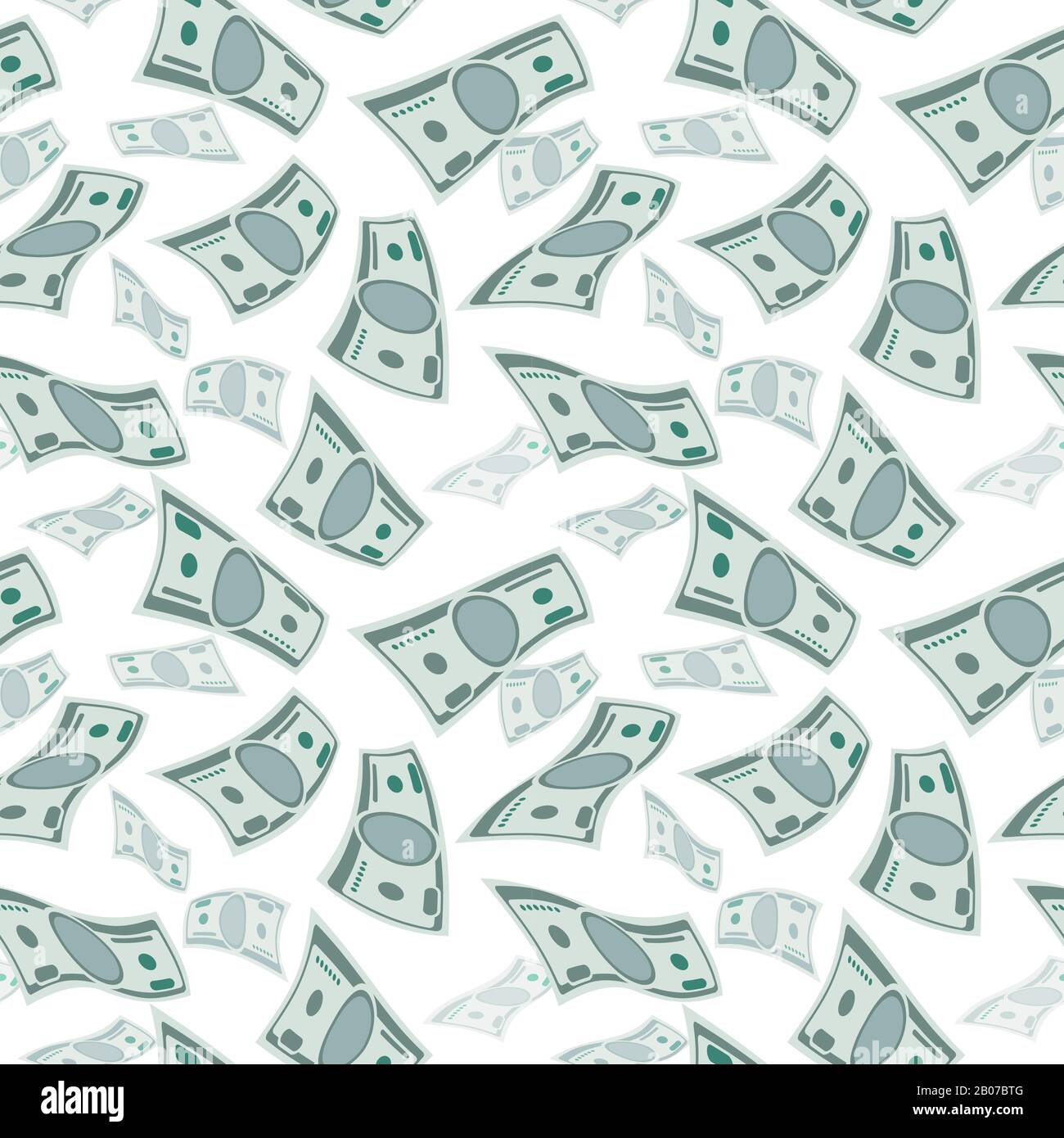 Money wind stream, paper cash tornado finance concept. seamless flying dollars background. Falling financial jackpot, stream illustration Stock Vector