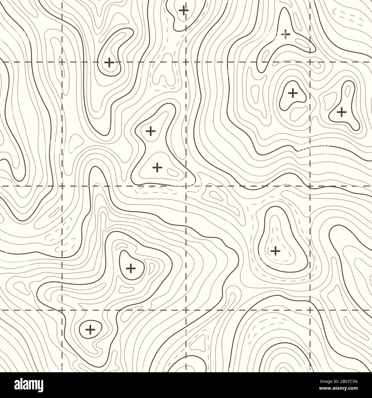 Contour elevation topographic seamless vector map. Landscape map for 