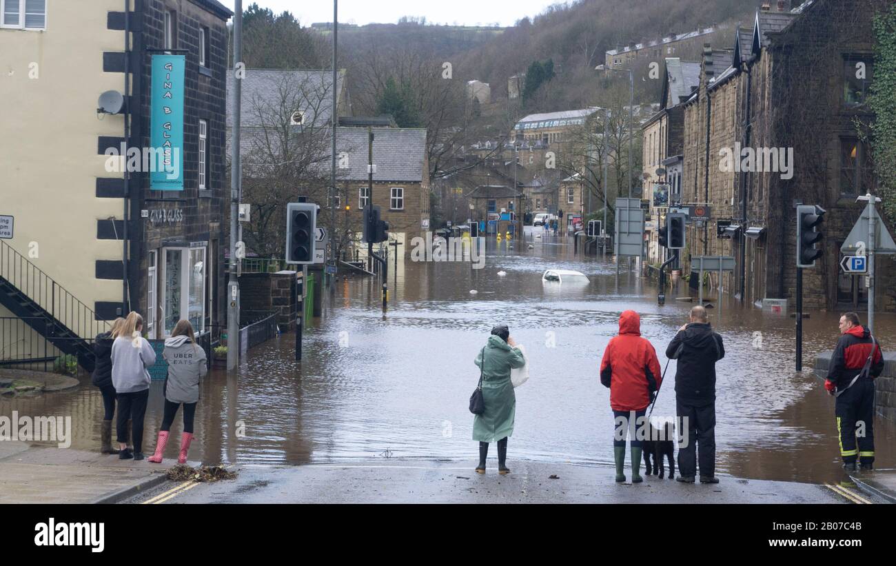 09/02/2020 Hebden Bridge - West Yorkshire - Flooding in the town Stock Photo