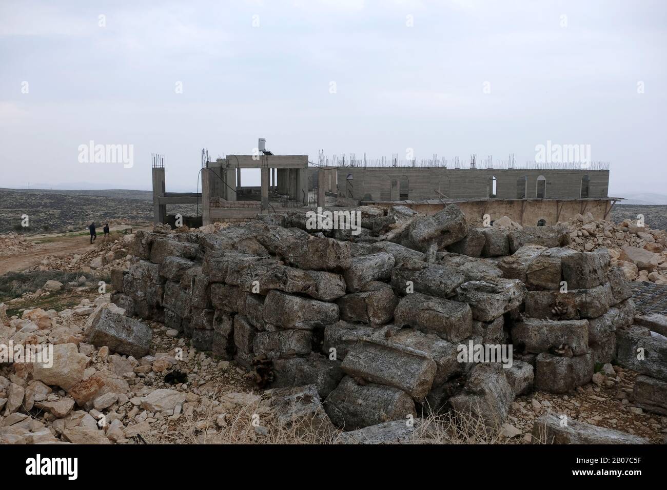 Construction site of new hotel overlooking the Judean hills near Ibei Nahal settlement in Gush Etzion a cluster of Jewish settlements located in the Judaean Mountains in the West Bank Israel Stock Photo