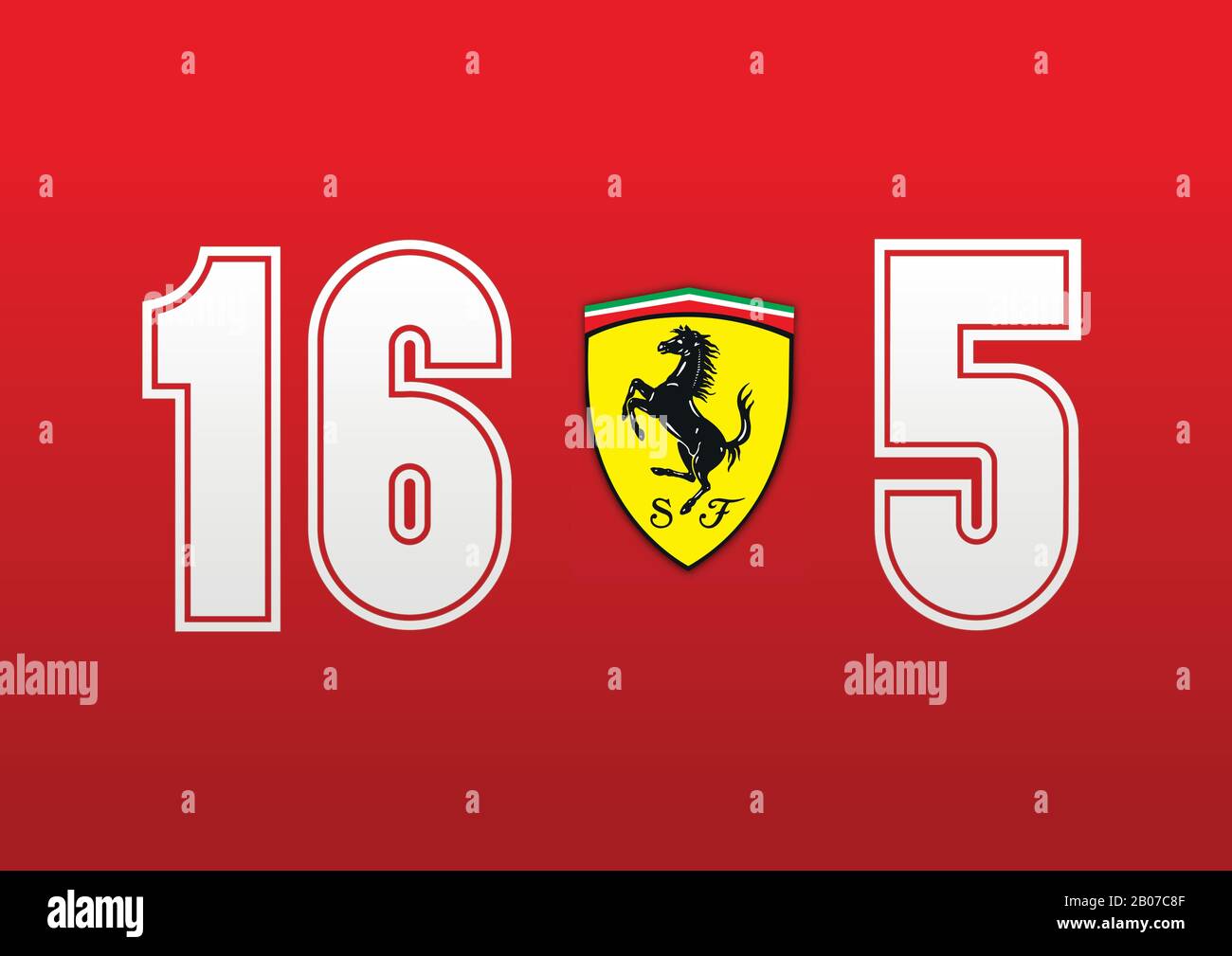 Ferrari Formula 1 race numbers with scuderia logo. Charles Leclerc and Sebastian Vettel Stock Vector