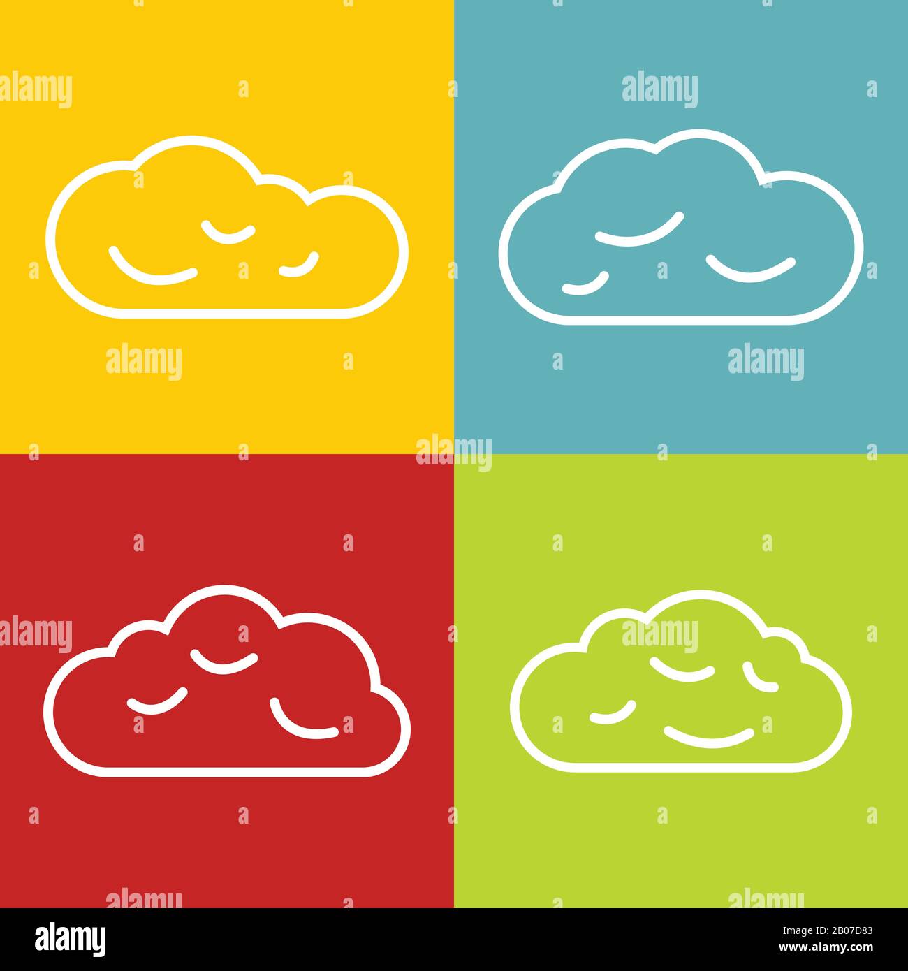 Cloud line icons on color background. Set of line clouds. Vector illustration Stock Vector