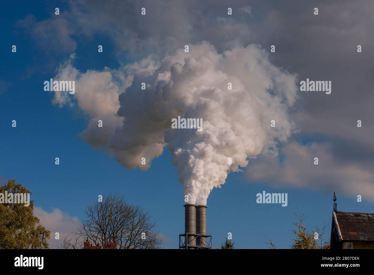 plumes of Moorburg power station, Germany, Hamburg, Moorburg Stock Photo