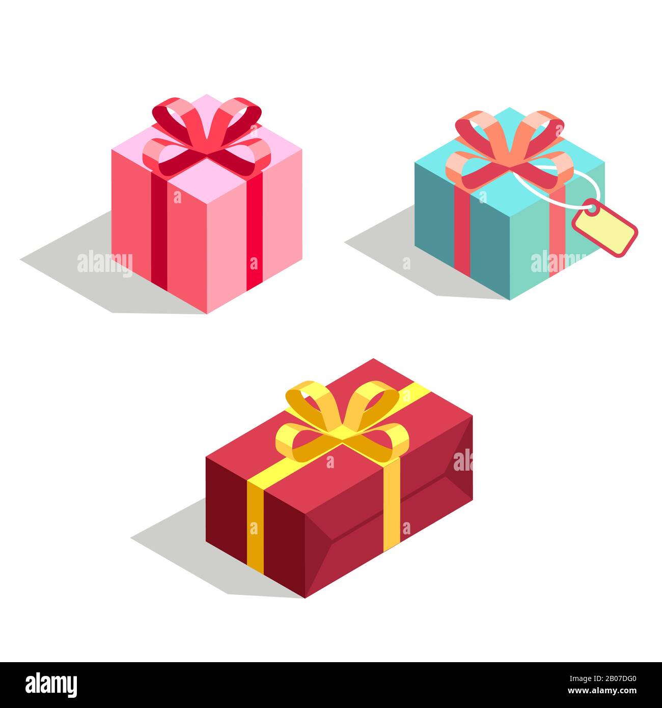 Set of gift box 3d isometric. Isolated cardboard boxes. Vector illustration Stock Vector
