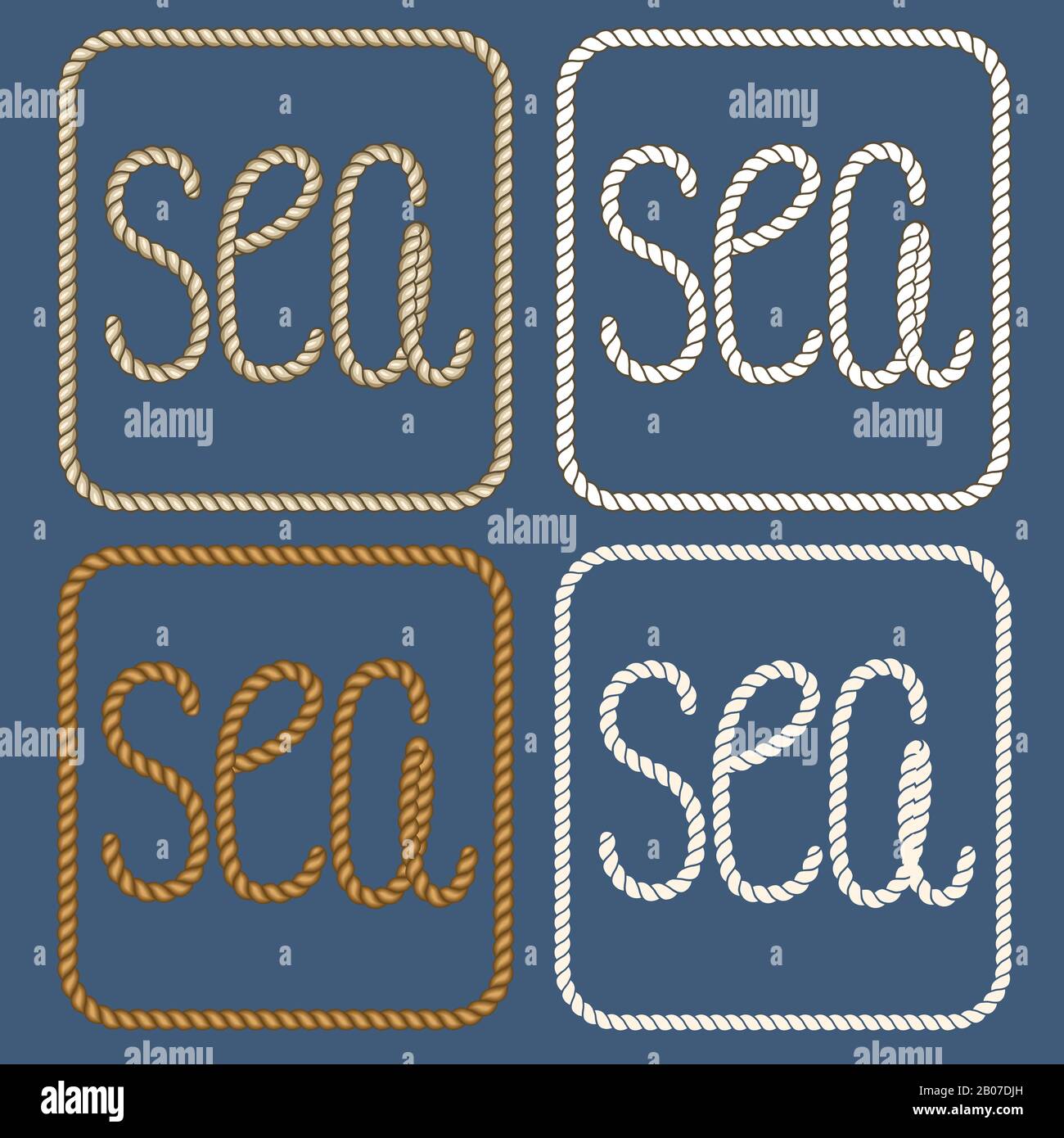 Sea nautical ropes design elements. Element retro marine, vector illustration Stock Vector