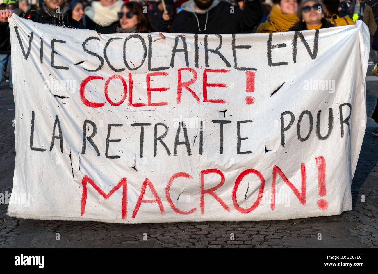 Protest against the french retirement pension reform in Paris Stock Photo