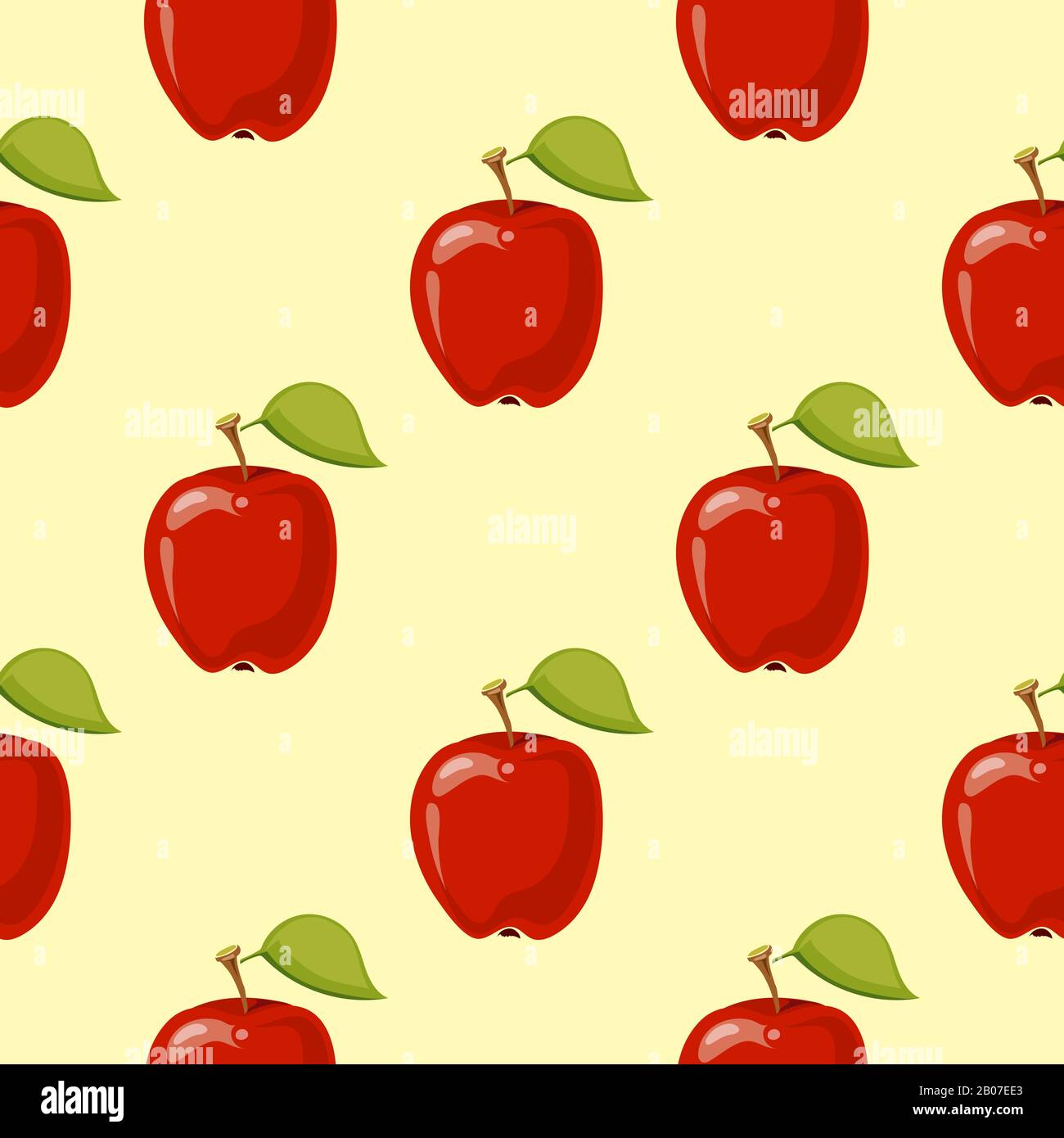 Red vector apples seamless background. Pattern with organic fruits illustration Stock Vector