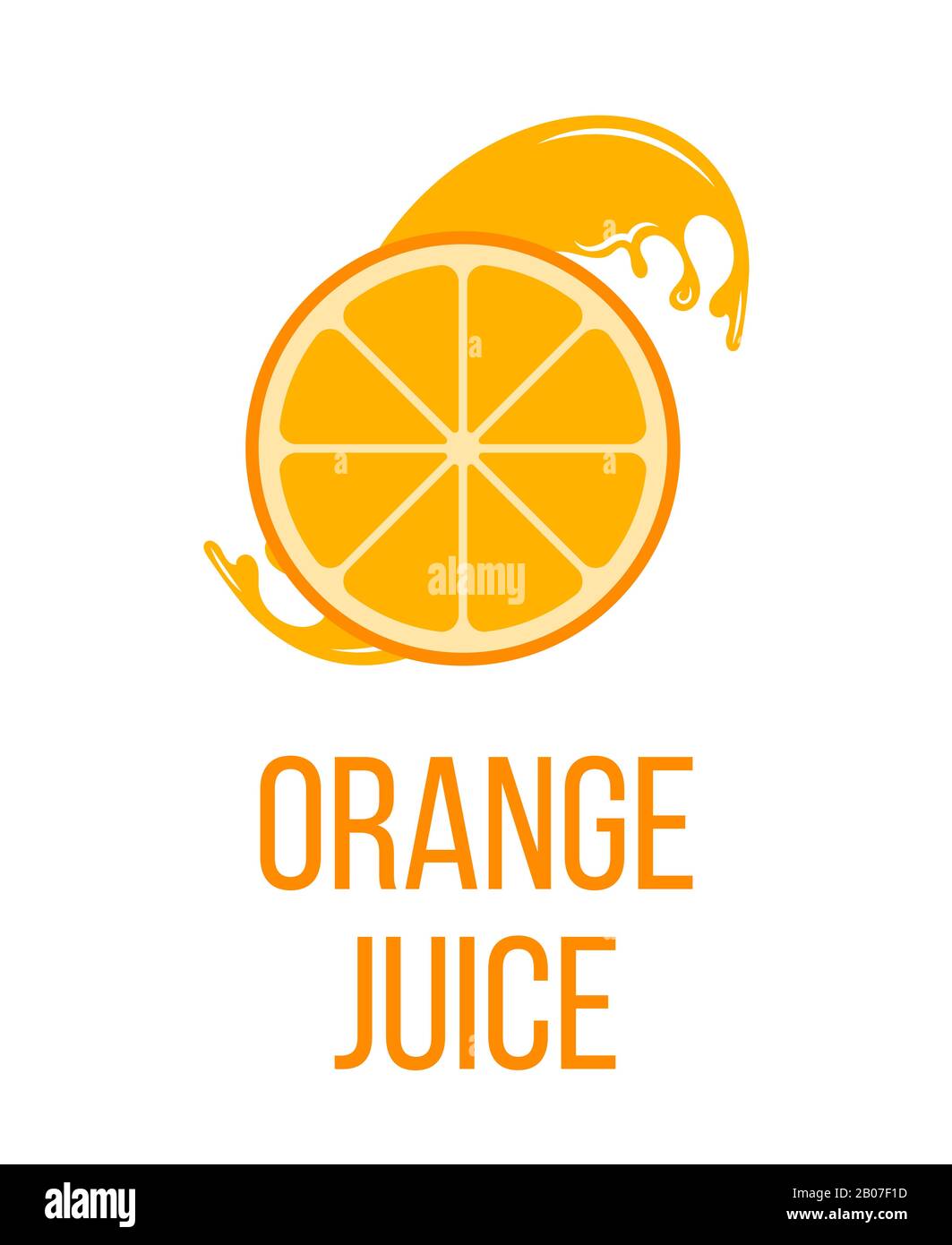 Orange juice logo, label isolated on white background. Fresh fruit organic, vector illustration Stock Vector