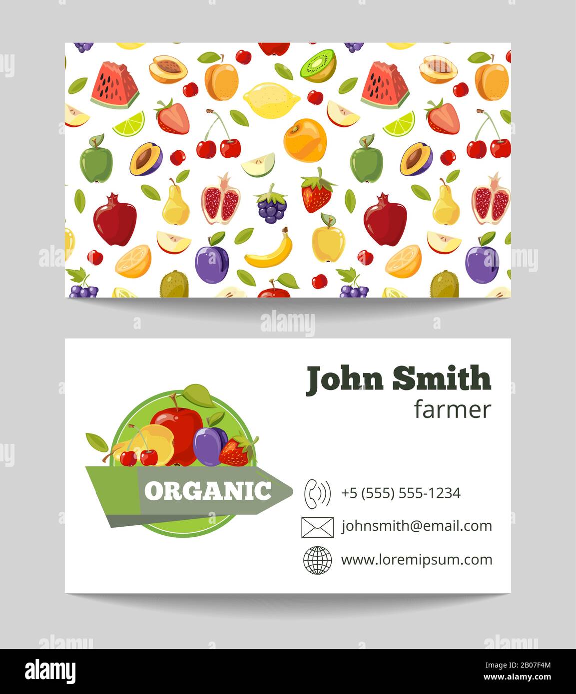 Organic fruits farmer business card template. Fruit farm company