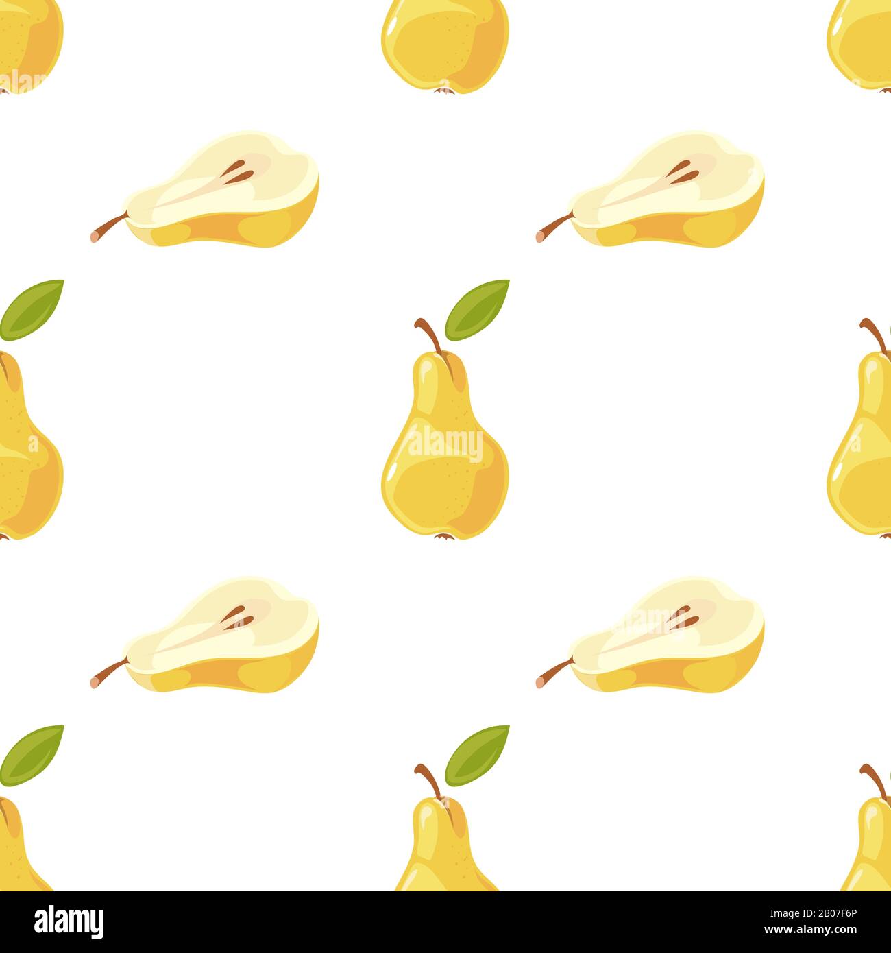 Vector pears and slices seamless pattern. Background with sweet fruit illustration Stock Vector