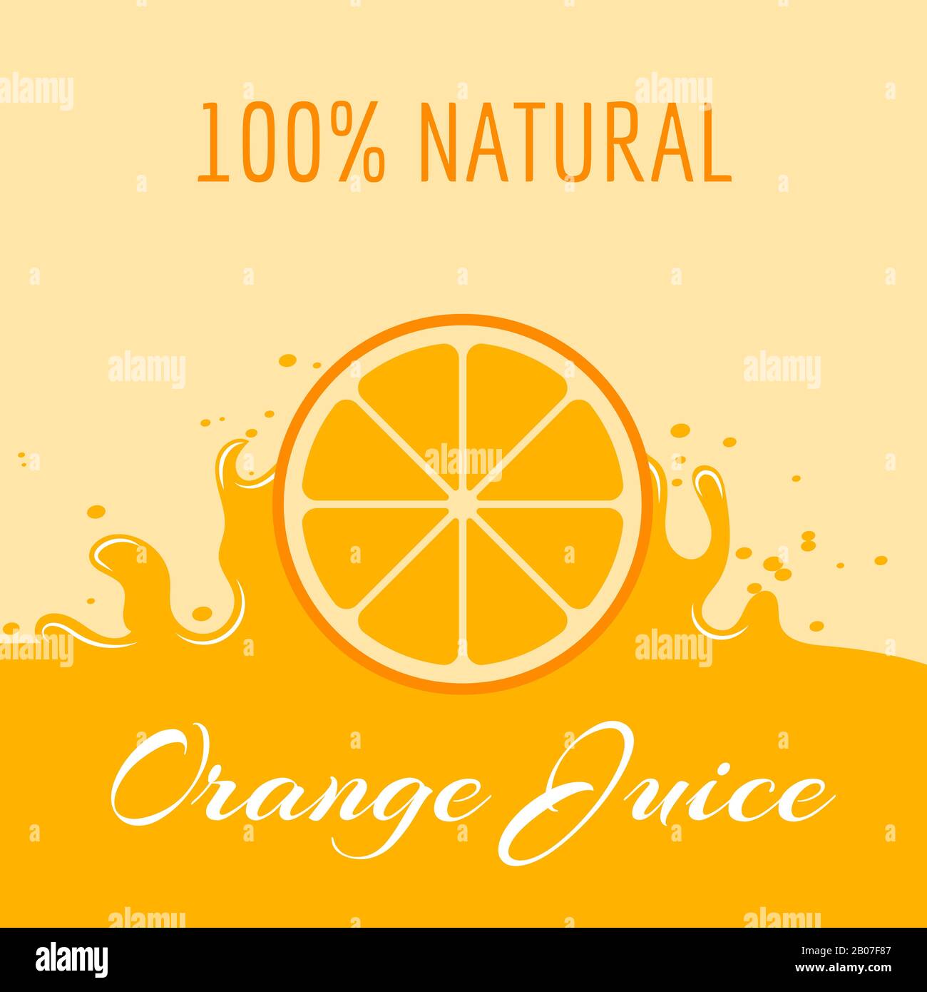 Natural orange juice label template. Organic fruit juicy, vector illustration Stock Vector