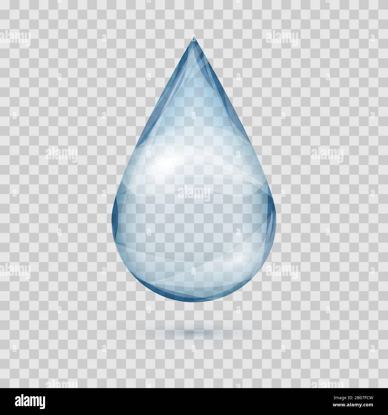 Falling transparent water drop vector isolated on a plaid background illustration Stock Vector