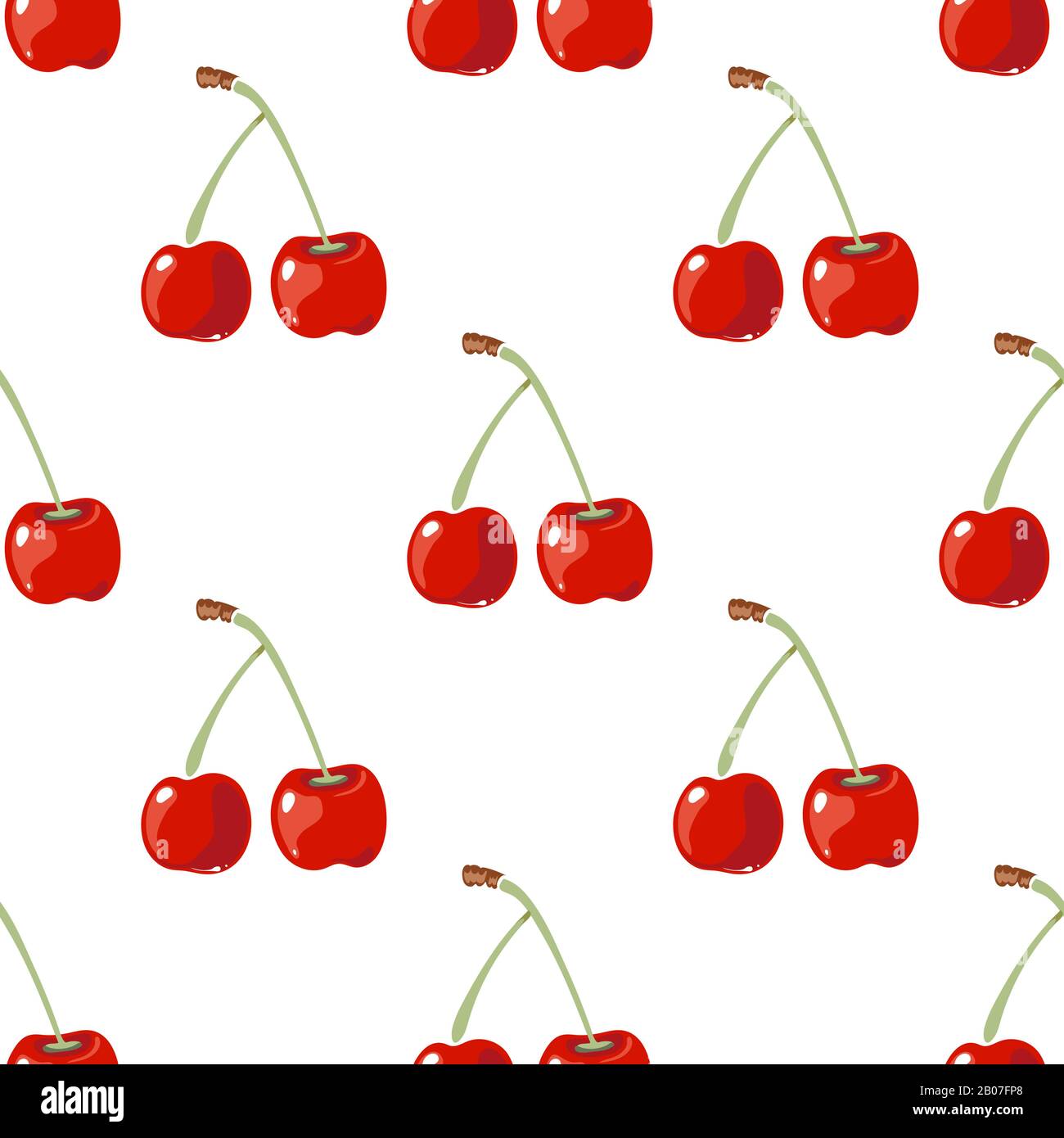 Red cherry vector seamless background. Wallpaper with fresh fruit illustration Stock Vector