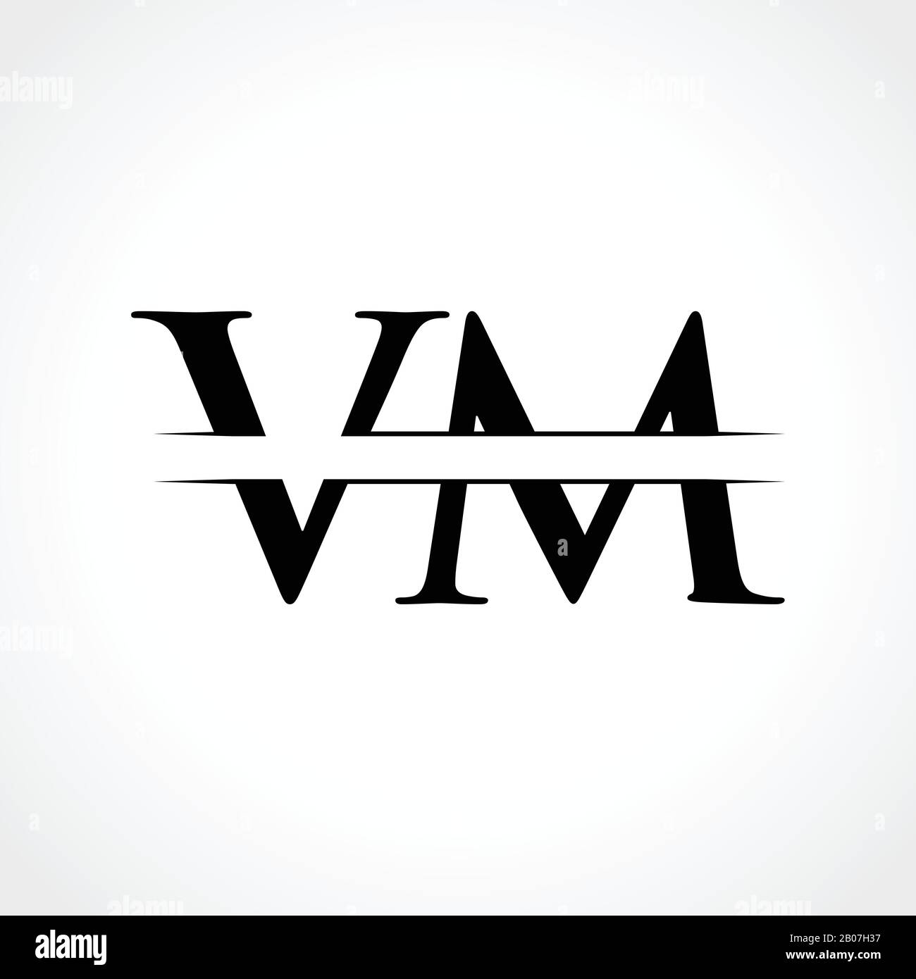 Creative Letter VM Logo Vector Template With Black Color. VM Logo Design Stock Vector