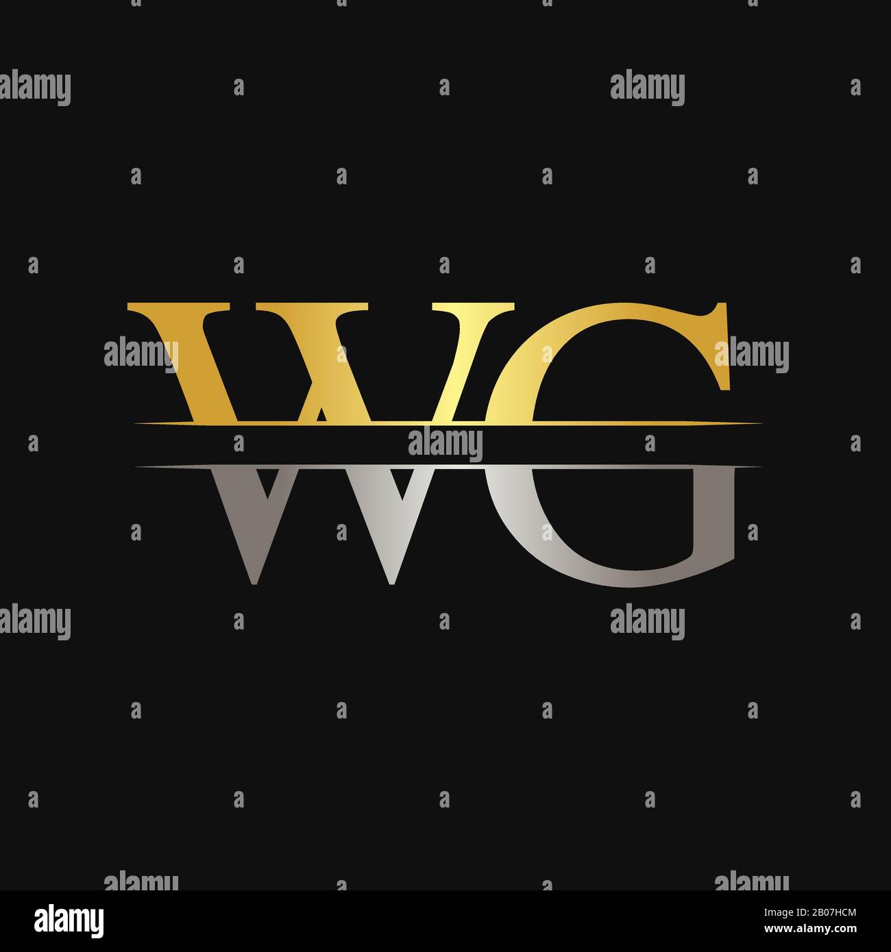 Initial WG Letter Linked Logo. Creative Letter WG Logo Design Vector Template Stock Vector