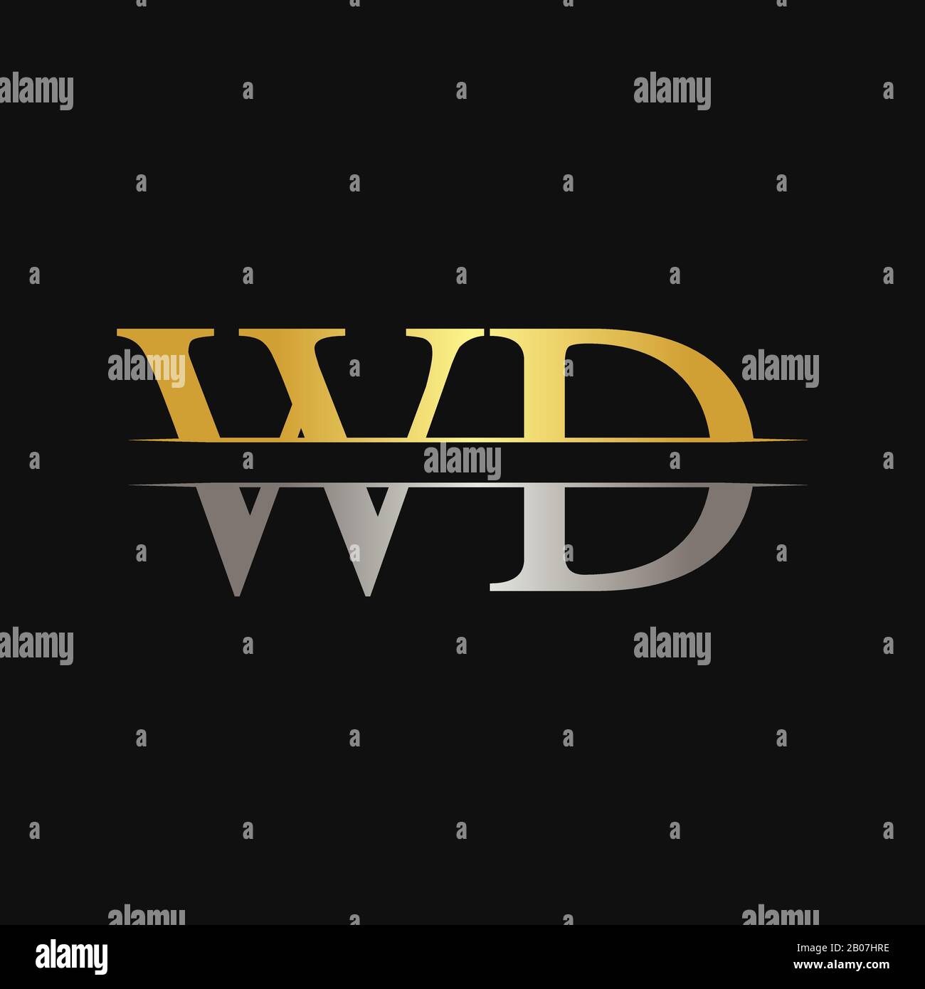 Initial WD Letter Linked Logo. Creative Letter WD Logo Design Vector Template Stock Vector